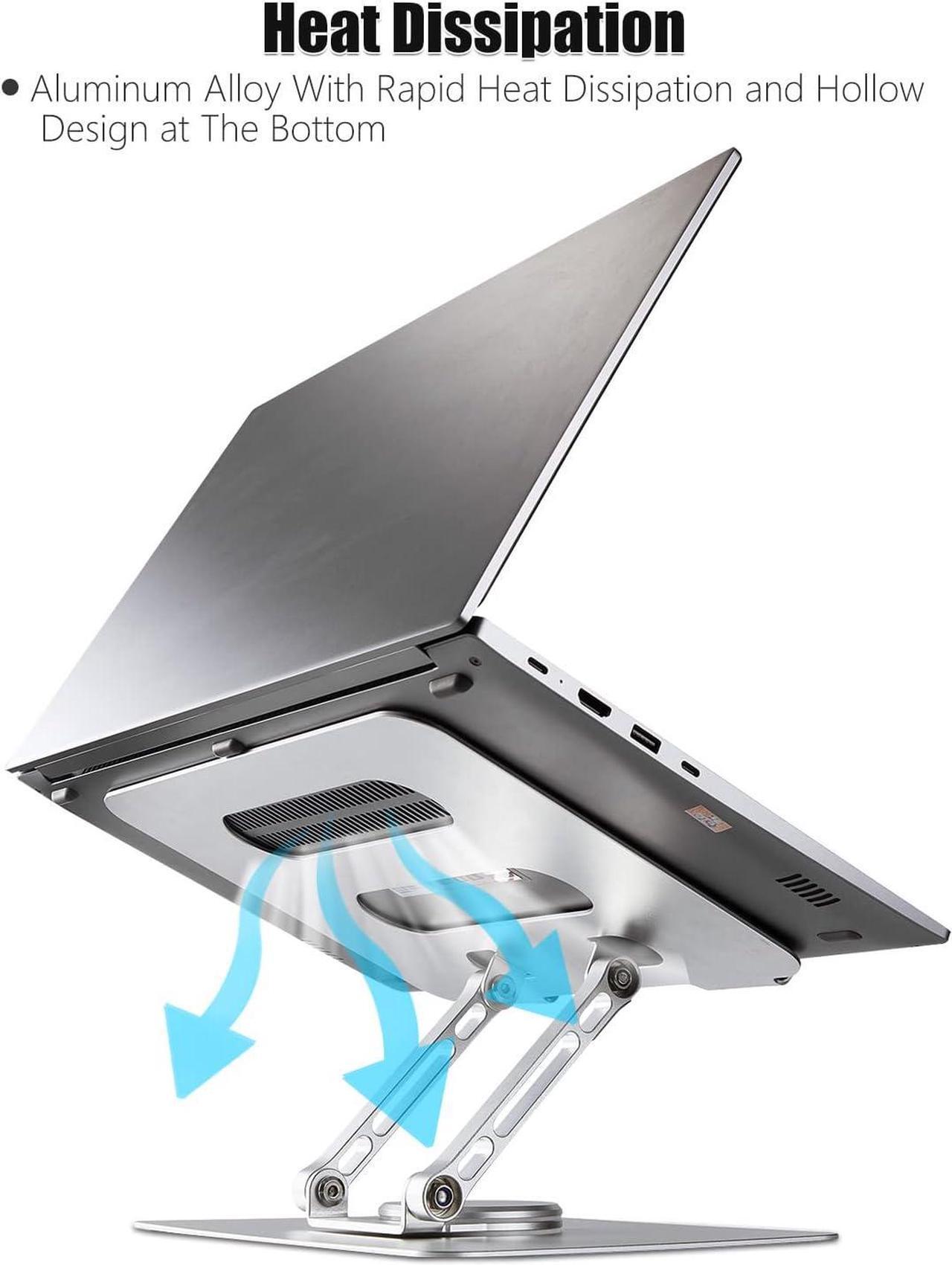 Alt view image 5 of 7 - Laptop Stand 360° Rotating, Foldable Aluminum Laptop Desk Stand, Adjustable Height Laptop Riser, Ergonomic Computer Monitor Stand, Compatible with PC, MacBook Air/All 10-17" Laptops