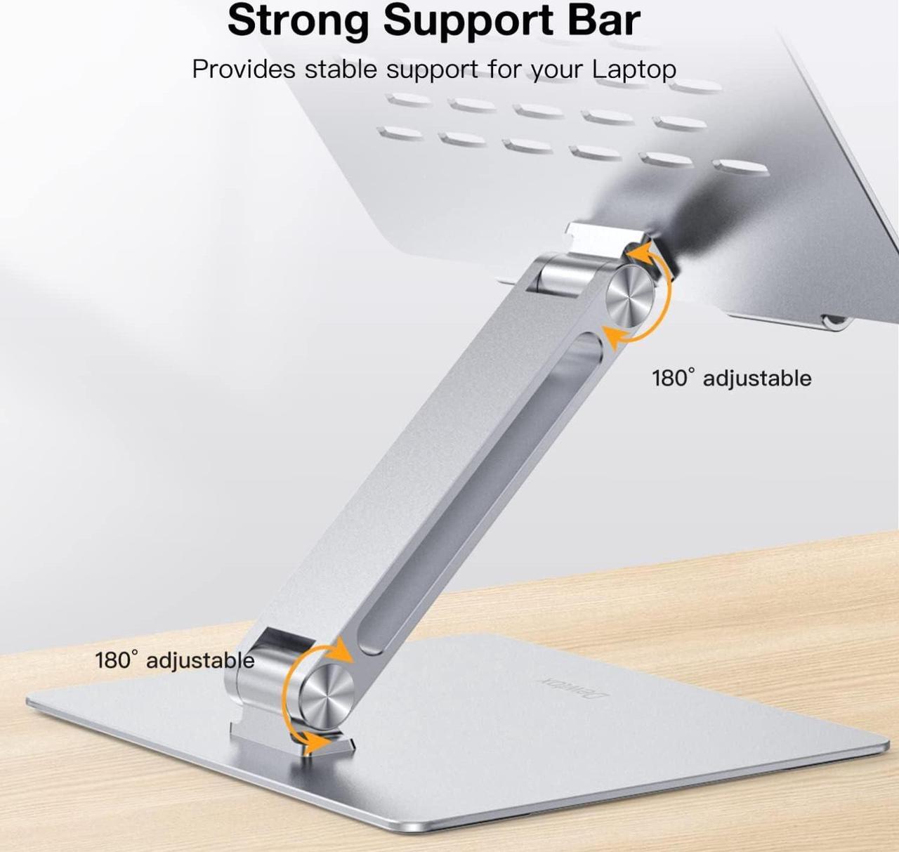 Alt view image 4 of 7 - Laptop Stand 360° Rotating, Swivel Foldable Aluminum Laptop Desk Stand, Adjustable Height Laptop Riser, Ergonomic Computer Monitor Stand, Compatible with PC, MacBook Air/All 10-17.3" Laptops