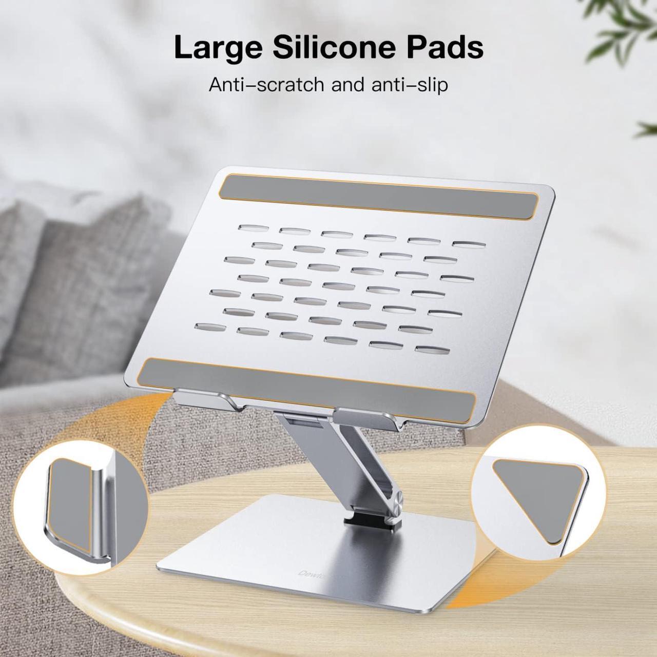 Alt view image 6 of 7 - Laptop Stand 360° Rotating, Swivel Foldable Aluminum Laptop Desk Stand, Adjustable Height Laptop Riser, Ergonomic Computer Monitor Stand, Compatible with PC, MacBook Air/All 10-17.3" Laptops