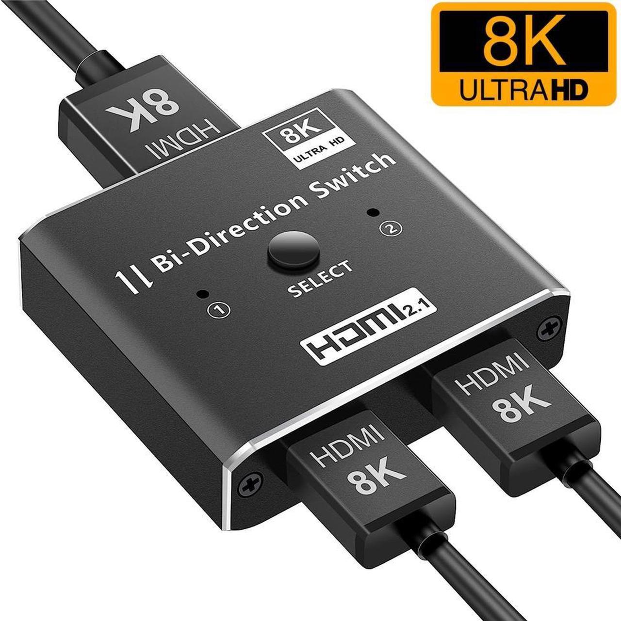 HDMI Switch Splitter 2 in 1 Out/1 in 2 Out, 2 Port Bi-directional HDMI Switcher Selector Box Support 4K@120Hz, HDR, HDCP2.3, 3D, 1080P for HDTV PS3 PS4 Xbox Projector Blu-ray Player