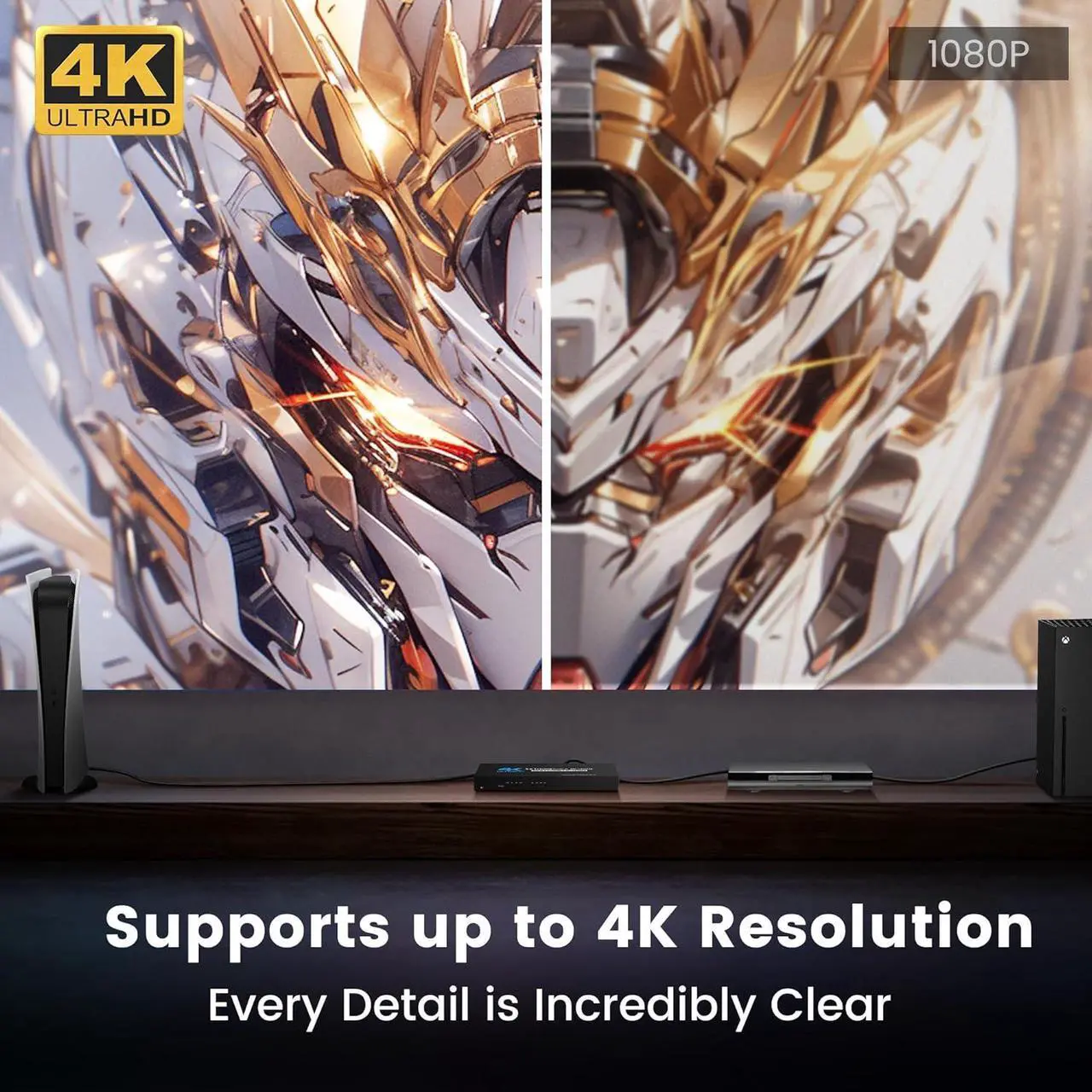 Alt view image 7 of 7 - HDMI Switch 4K 60Hz HDMI Splitter- HDMI Switcher Splitter 7 Input 1 Output, Support 4K 3D 1080P for Xbox PS4 HDTV Fire Stick Blu Ray(IR Remote)
