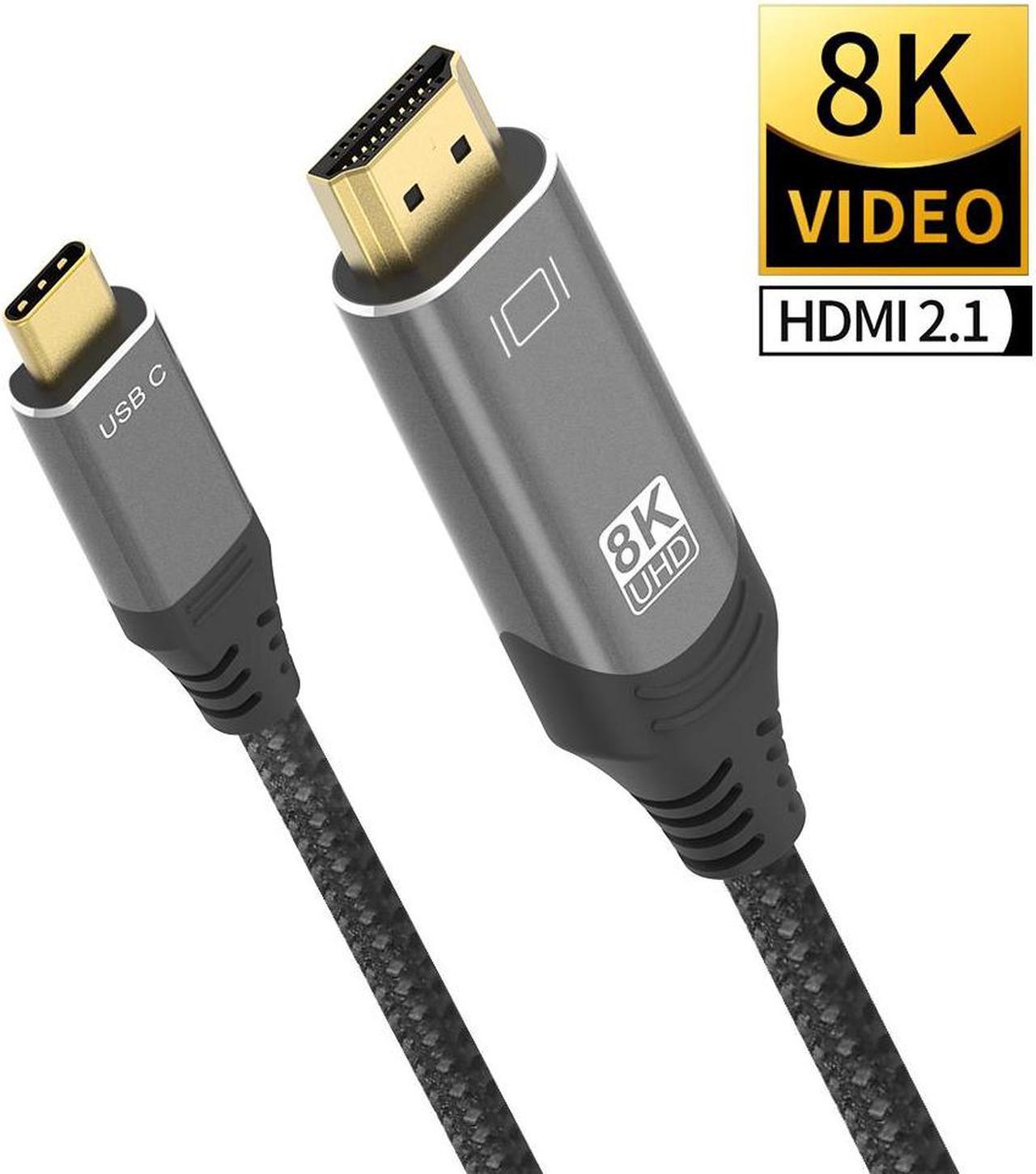 USB C to HDMI 2.1 Adapter Cable - 8K 30Hz HDR - 4K 120Hz - 1080P 240Hz - 3.3ft Cable - for MacBooks, PCs, iPads, Projectors, Ultrawide displays, Monitors, TVs  Thunderbolt Compatible