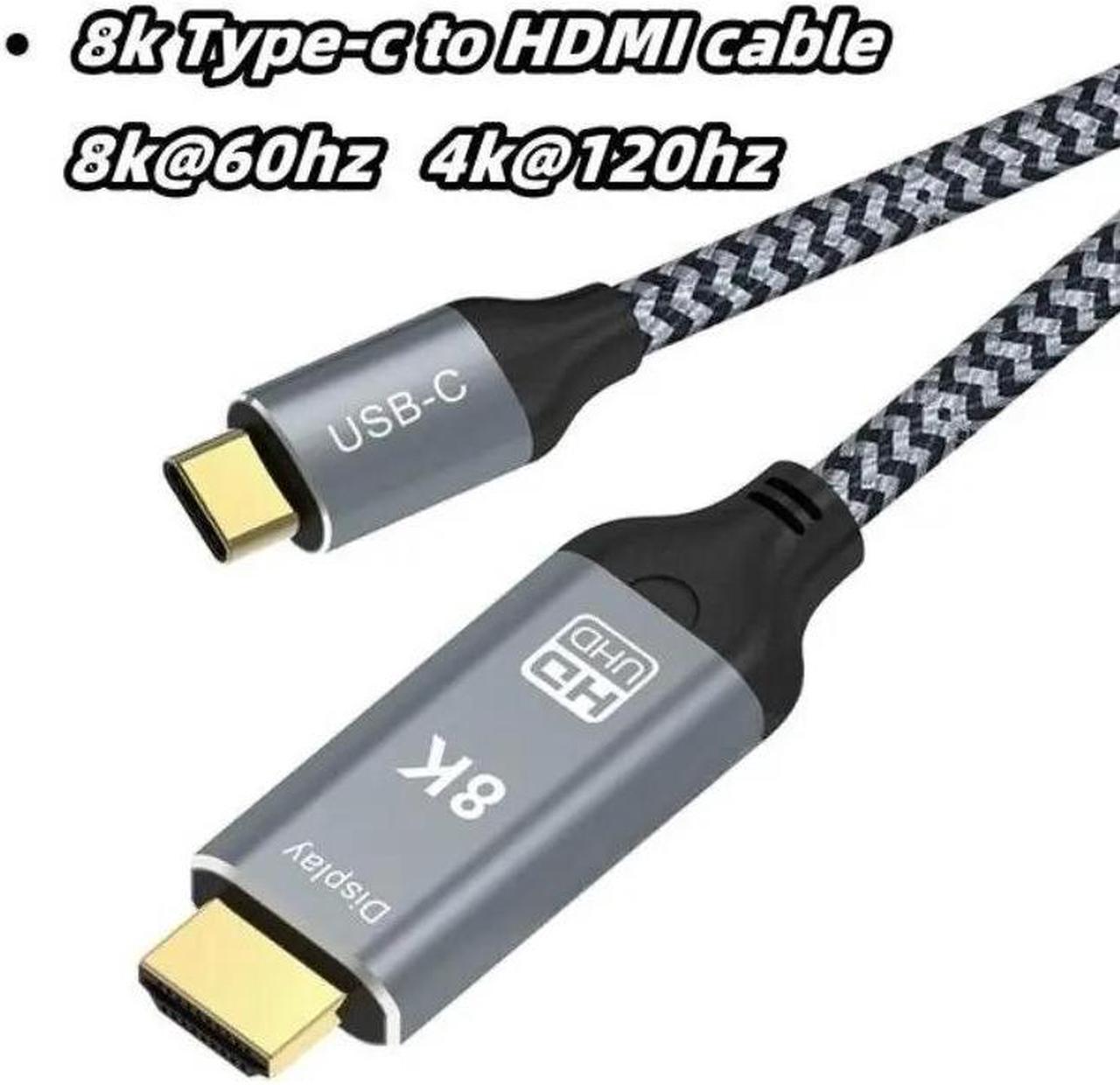 USB C to HDMI 2.1 Cable 8K@60Hz 4K@240Hz 10FT Thunderbolt 4/3 to HDMI 48Gbps HDR HDCP2.3 Type C to HDMI Cord Compatible for MacBook Pro, iPad Pro, Galaxy S23, Dell, HP