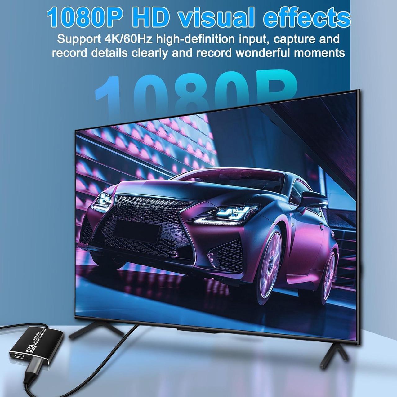 Alt view image 4 of 7 - Capture Card 1080p 60fps,LUOM 4K 30Hz HDMI Video Game Capture Card to USB A/C with Microphone & HDMI Loop-Out, Low Latency Record Broadcast Live Streaming for Nintendo Switch/PS5/OBS/PC/Camera