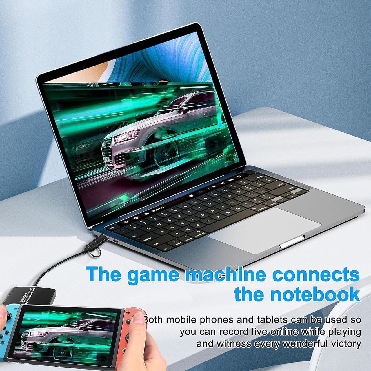 Alt view image 6 of 7 - Capture Card 1080p 60fps,LUOM 4K 30Hz HDMI Video Game Capture Card to USB A/C with Microphone & HDMI Loop-Out, Low Latency Record Broadcast Live Streaming for Nintendo Switch/PS5/OBS/PC/Camera