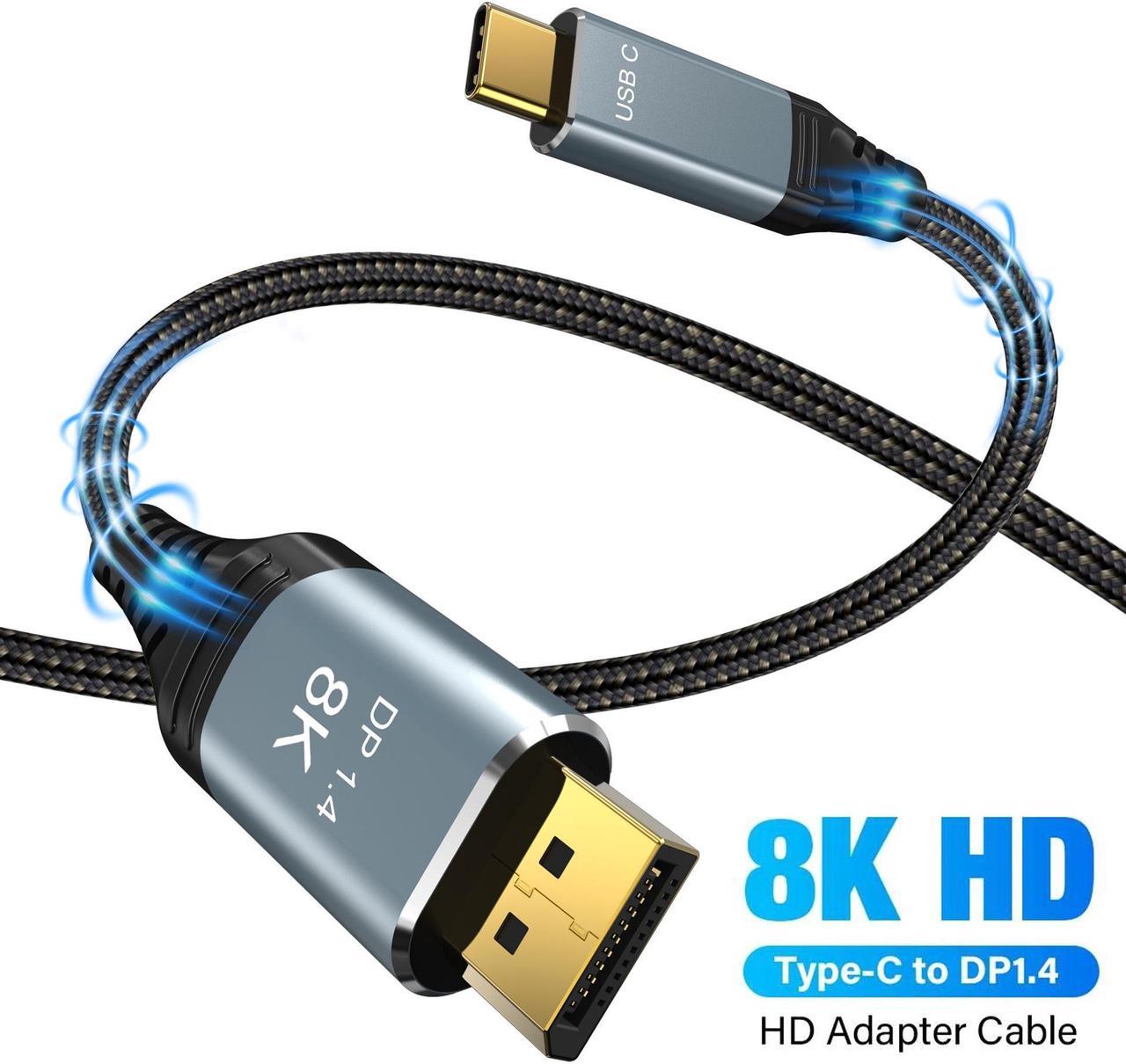 USB C to DisplayPort 1.4 Cable [8K@60Hz,4K@144Hz,2K@240Hz] 10FT Type C to DP Cord Support HDCP 2.3/DSC/HBR Thunderbolt 3/4 for iPhone15/Plus/Pro/Pro Max,MacBook,iPad,Dell,HP