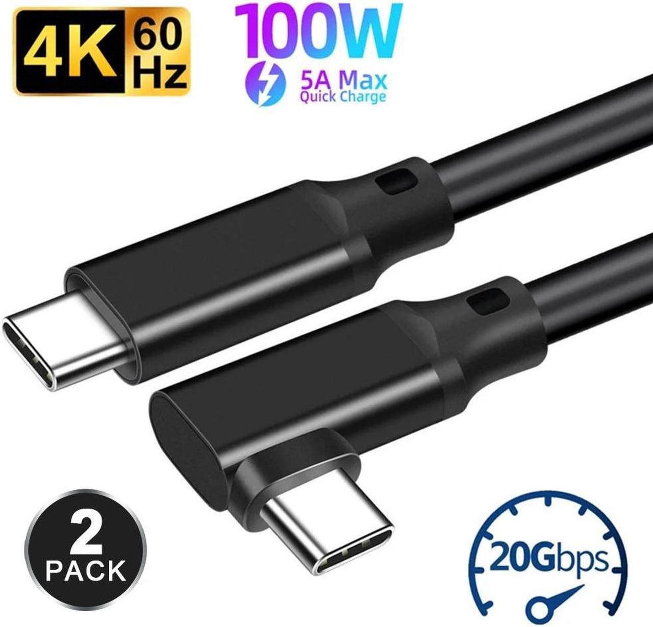 Main image of 90 Degree USB C Android Auto Cable [10ft, 2Pack] 20Gbps USB 3.2 Gen 2X2 USB C to USB C Data Transfer Cord,4K 60Hz HDR Monitor Video, 5A 100W Fast Charging for MacBooks,PC, Docks, Phones, and Android