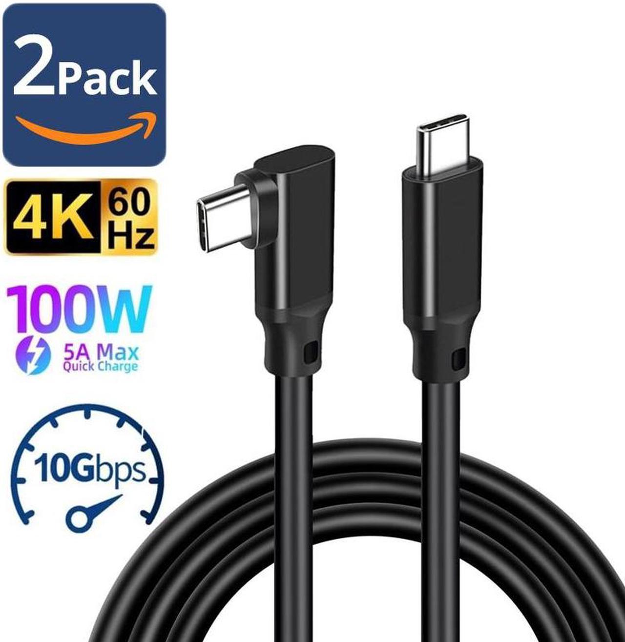 2-Pack USB3.2 Gen 2X2 USB C to C Cable Right Angle,USB C Charger Cable 10FT, with 20Gbps Data Transfer, 5A 100W Fast Charging, 4K 60Hz HDR Monitor Video for MacBook Pro/Air, iPad Pro, SSD,Hard Drives