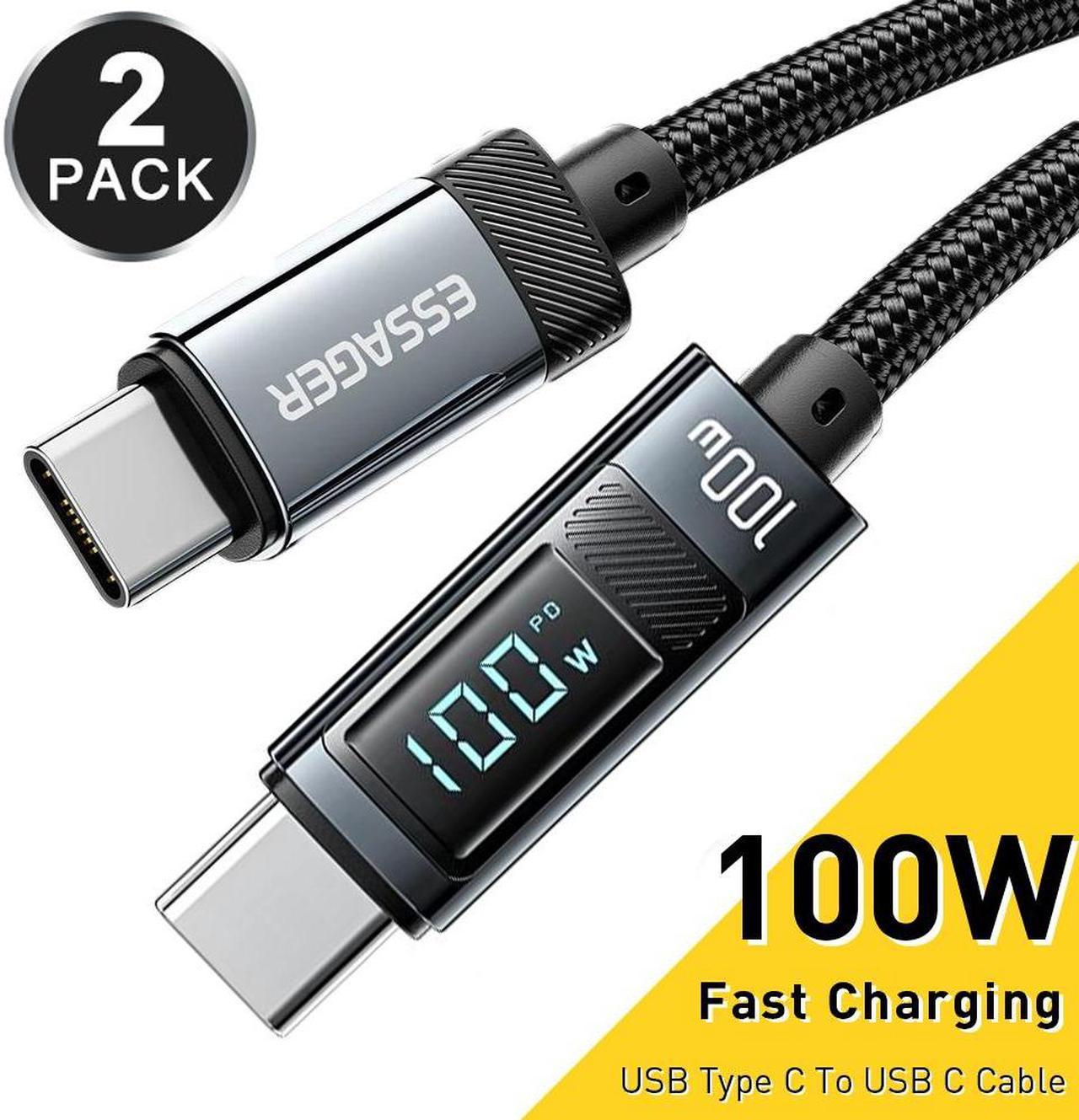 LUOM LED Display USB C Cable 100W 2-Pack 6.6FT Compatible with MacBook Pro 2022, iPad Pro 2022, iPad Air 5, Galaxy S22 Ultra, Pixel, PS5, Switch, etc.