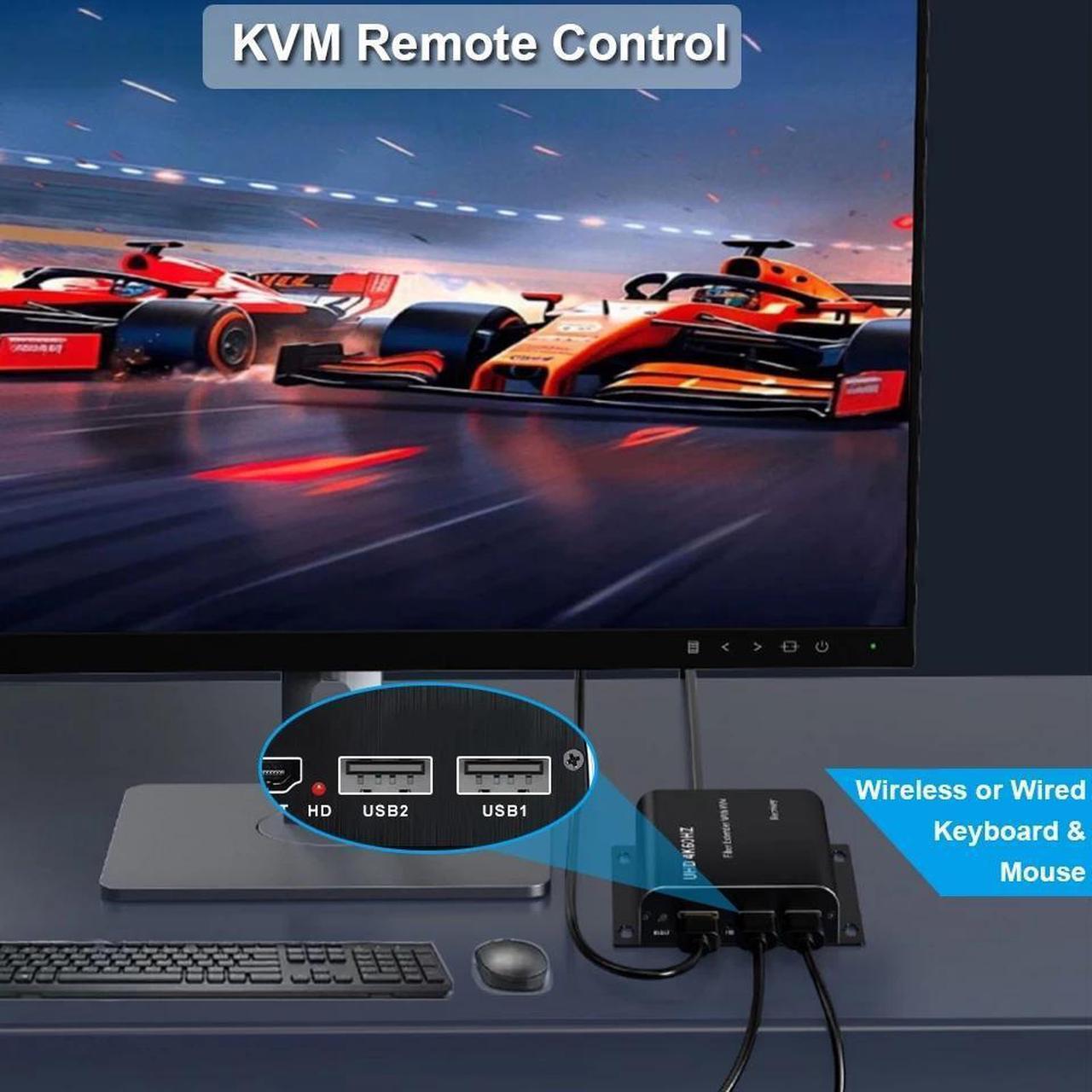 Alt view image 6 of 7 - LUOM HDMI KVM Fiber Extender Video Resolution Up to 4K@60Hz HDMI to Fiber Converter Transmission Distance Over LC Single Mode Fiber Optic Up to 20km 10Gbps Support USB Mouse Keyboard KVM