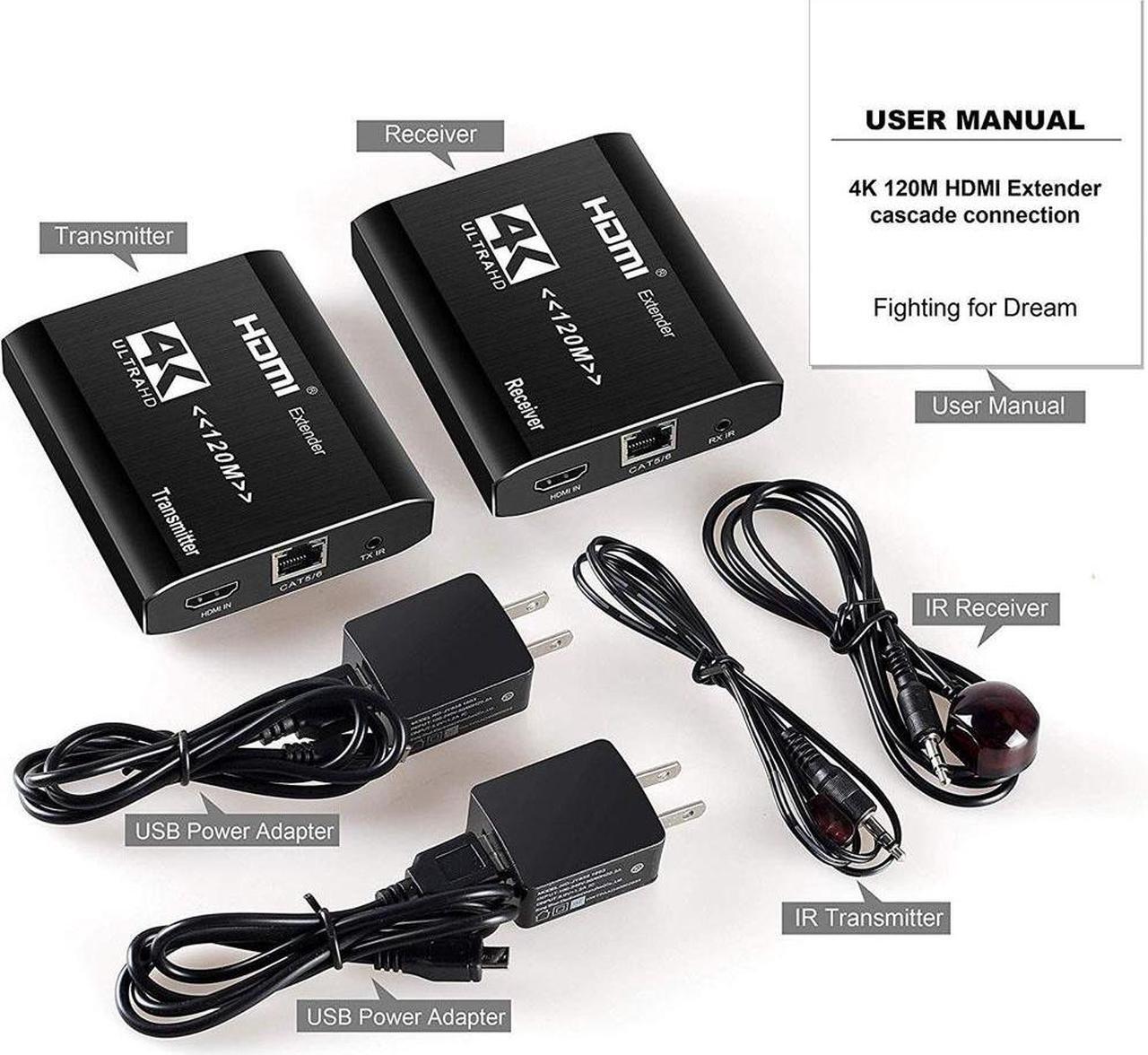 Alt view image 7 of 7 - LUOM HDMI Extender Over Single Ethernet Cat5e/6/7 Up to 4K 393ft Support IR Control and HDMI Loop Function with Laptop Desktop, Transmitter and Receiver (OZD17/D18)
