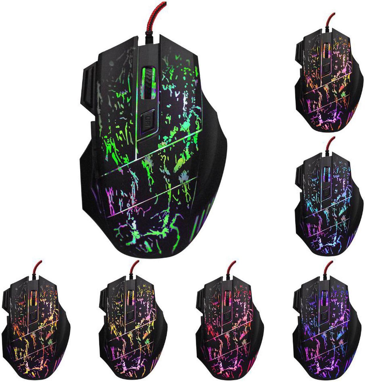 LUOM Cool 5500DPI Gaming Mouse, 7 Buttons Wired Optical Game Mice Colorful LED Backlit Light For Gamer Computer Laptop PC Games