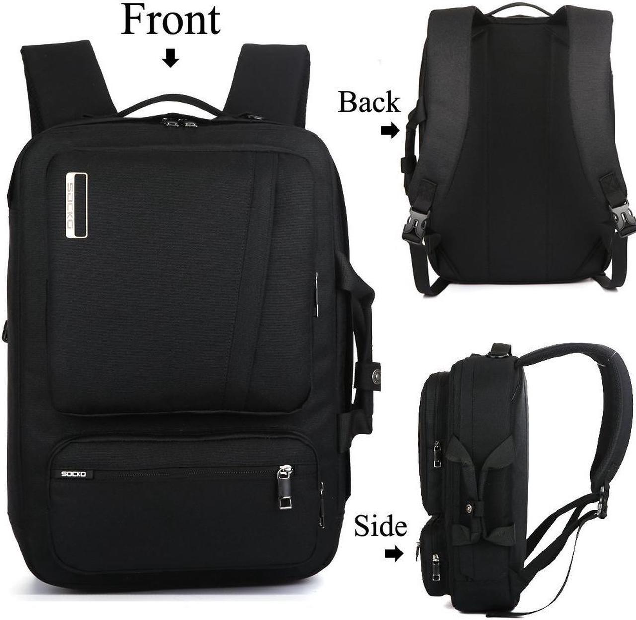 Alt view image 4 of 7 - SOCKO 17 Inch Laptop Backpack with Side Handle and Shoulder Strap,Travel Bag Hiking Knapsack Rucksack College Student Shoulder Back Pack For Up to 17 Inches Laptop Notebook Computer, Black