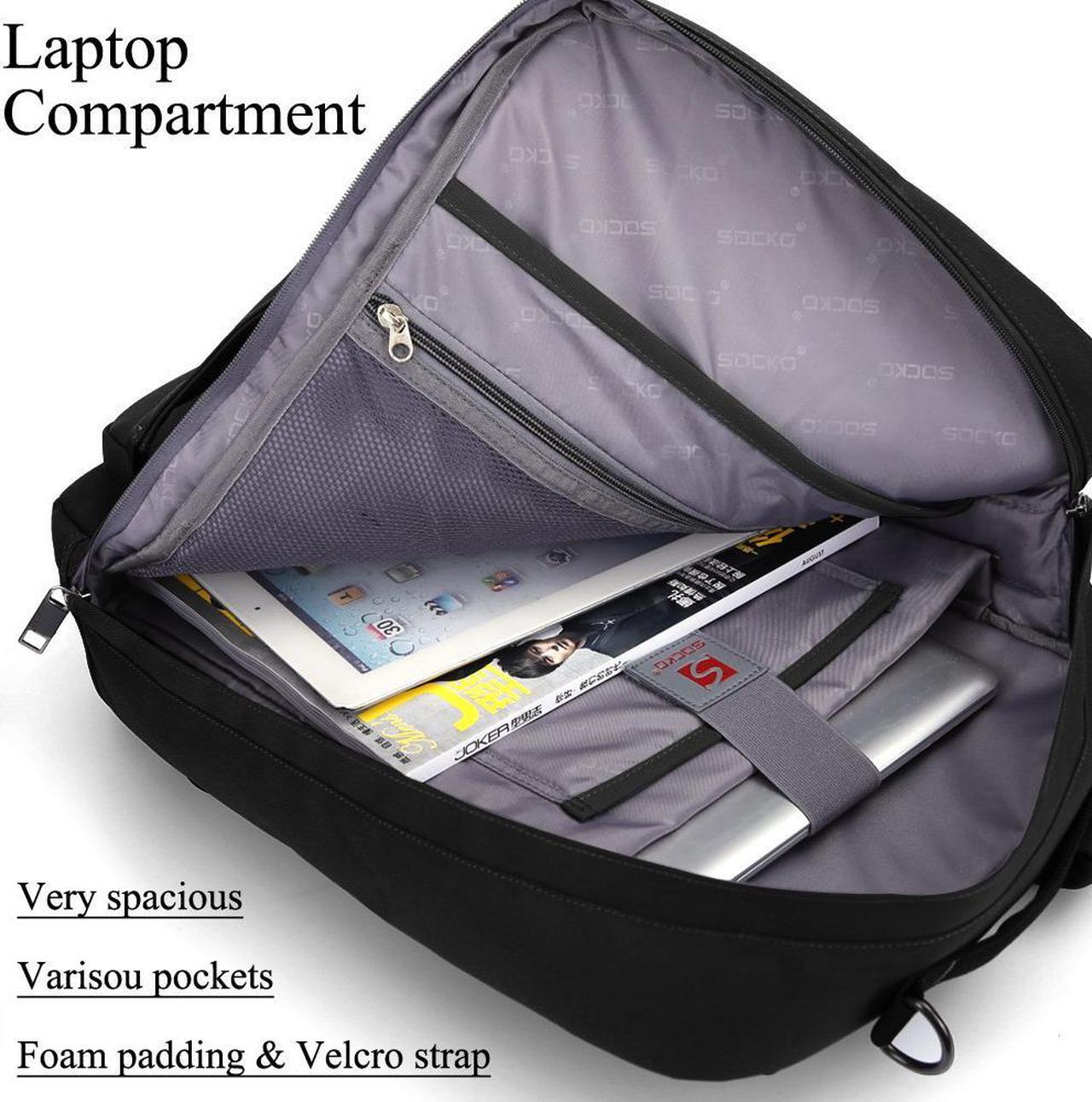 Alt view image 6 of 7 - SOCKO 17 Inch Laptop Backpack with Side Handle and Shoulder Strap,Travel Bag Hiking Knapsack Rucksack College Student Shoulder Back Pack For Up to 17 Inches Laptop Notebook Computer, Black