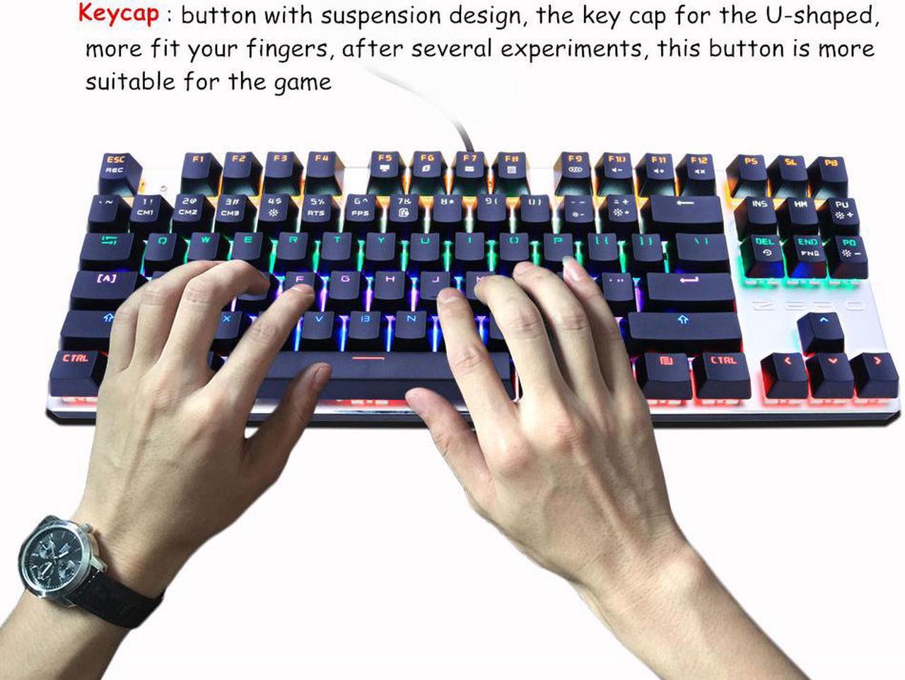Alt view image 4 of 7 - ZERO Mechanical Gaming Keyboard, 87 Keys Black Switch USB Wired Gaming Keyboard with LED Mix-light Anti-ghosting Blacklit for Gamer Tablet Desktop Computer (87 Keys,Black Switch,Black)