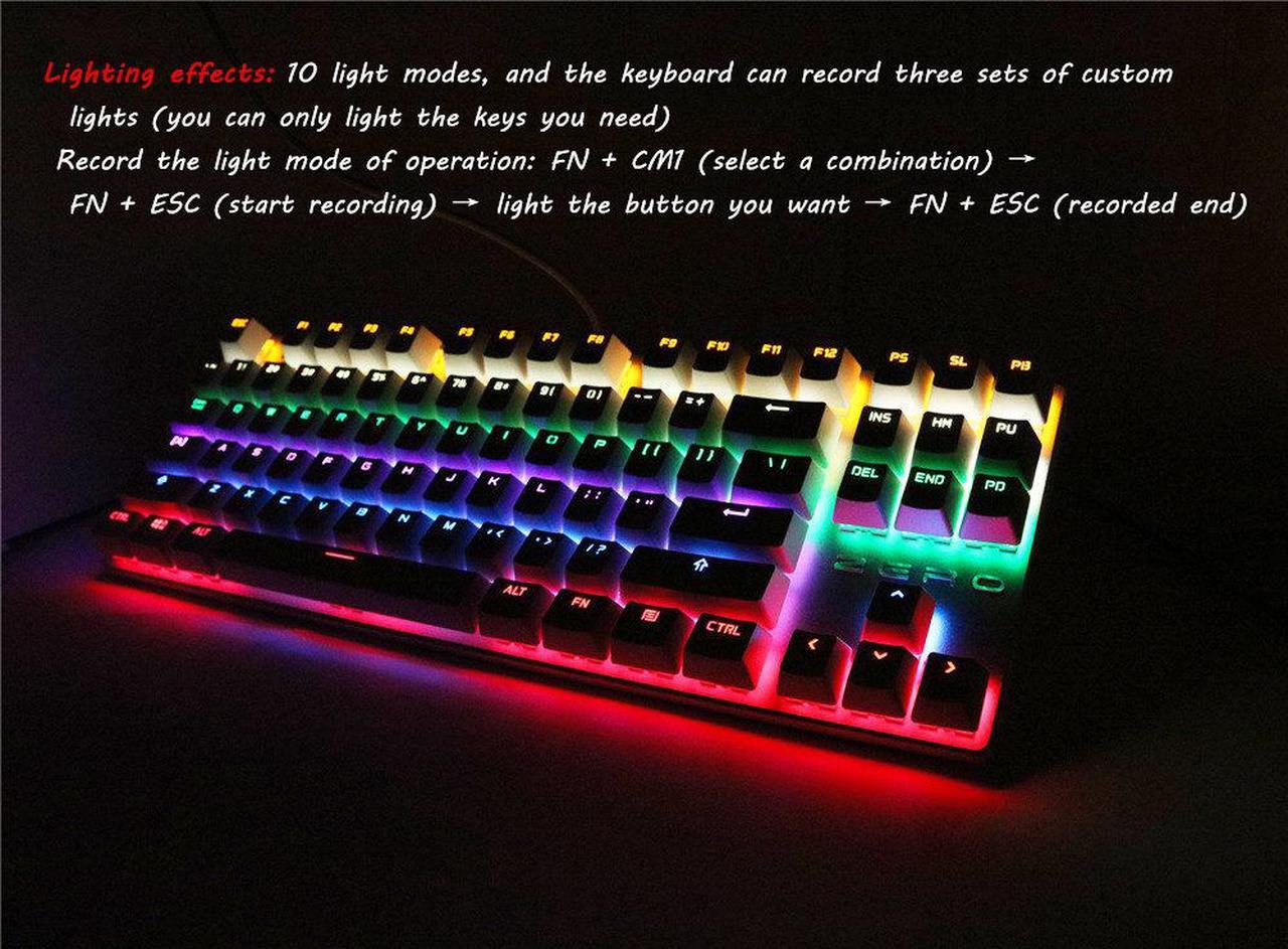 Alt view image 7 of 7 - ZERO Mechanical Gaming Keyboard, 87 Keys Black Switch USB Wired Gaming Keyboard with LED Mix-light Anti-ghosting Blacklit for Gamer Tablet Desktop Computer (87 Keys,Black Switch,Black)