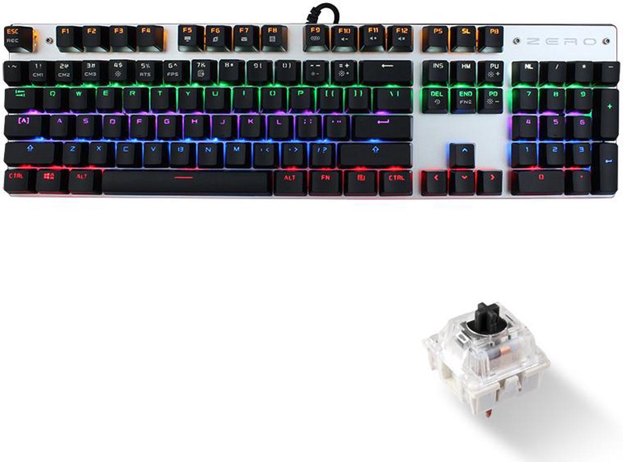 Main image of ZERO Mechanical Gaming Keyboard, 104 Keys Black Switch USB Wired Gaming Keyboard with LED Mix-light Anti-ghosting Blacklit for Gamer Tablet Desktop Computer (104 Keys,Black Switch,Black)