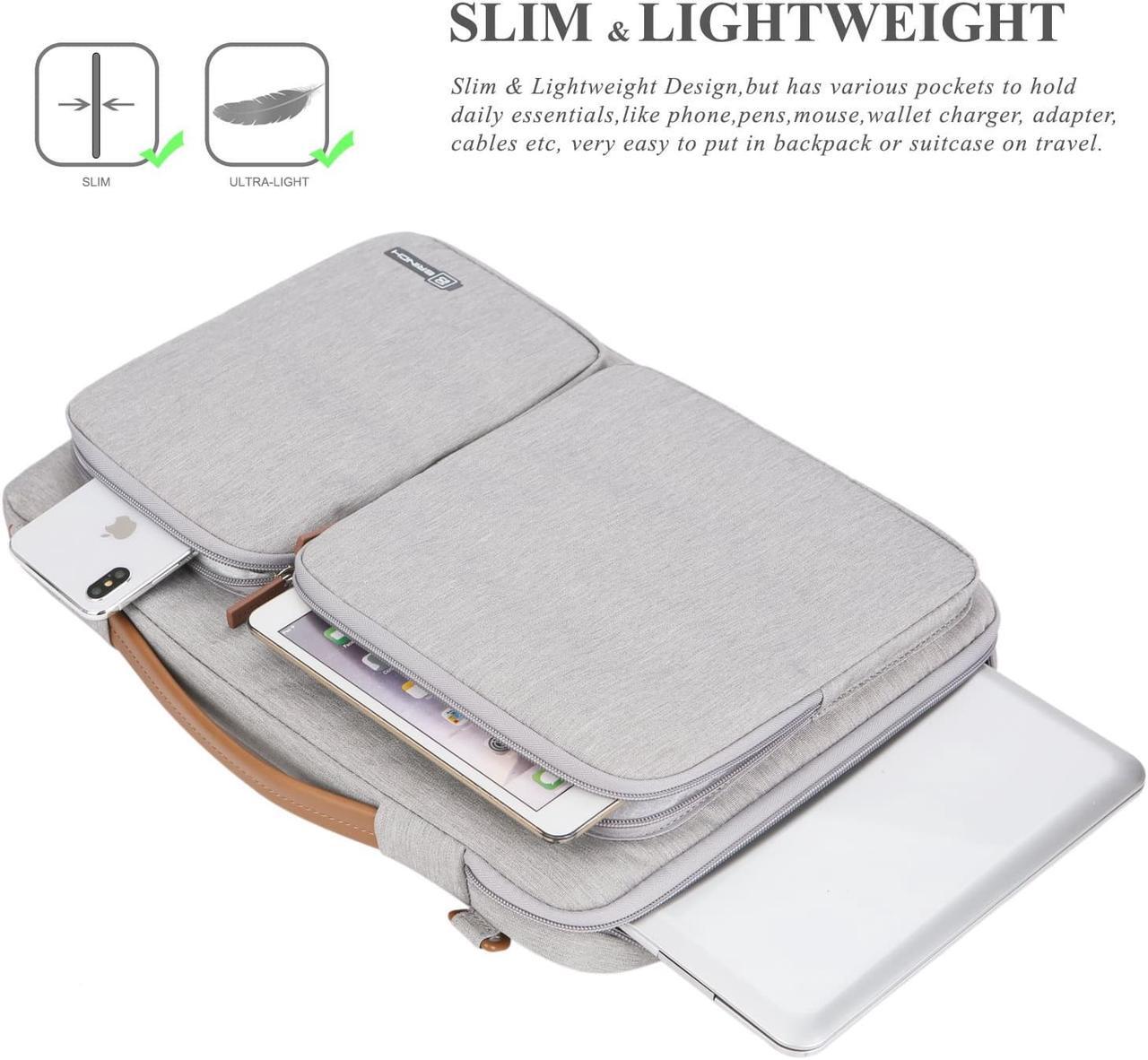 Alt view image 4 of 7 - BRINCH 15.6 Inch Laptop Bag w/ Luggage Strap,Mens / Womens Water Resistant Shoulder Messenger Bag 360° Protective Laptop Sleeve Case Purse for 15- 15.6 Inch Laptop MacBook Chromebook Computers, Gray