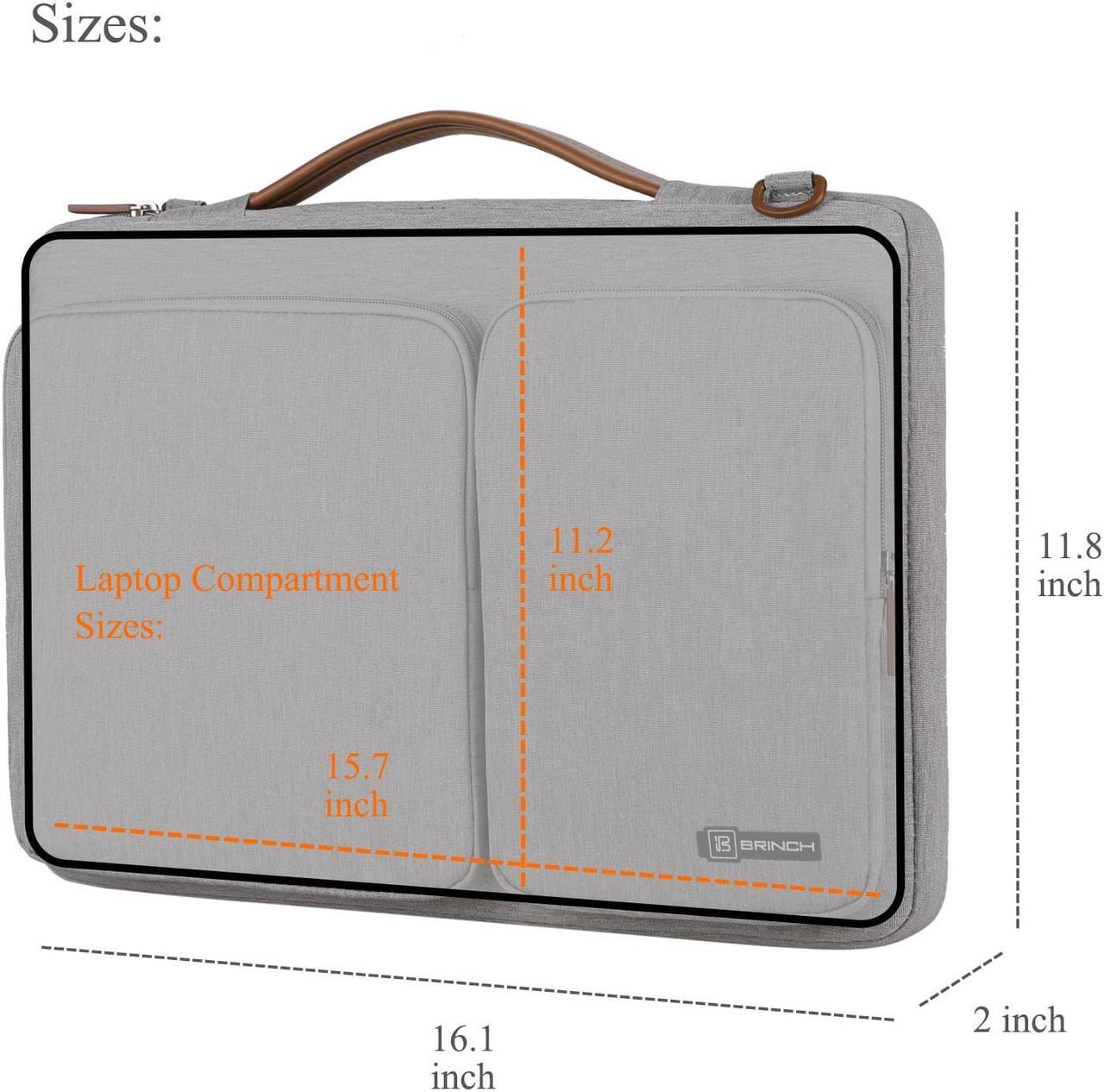 Alt view image 2 of 7 - BRINCH 15.6 Inch Laptop Bag w/ Luggage Strap,Mens / Womens Water Resistant Shoulder Messenger Bag 360° Protective Laptop Sleeve Case Purse for 15- 15.6 Inch Laptop MacBook Chromebook Computers, Gray