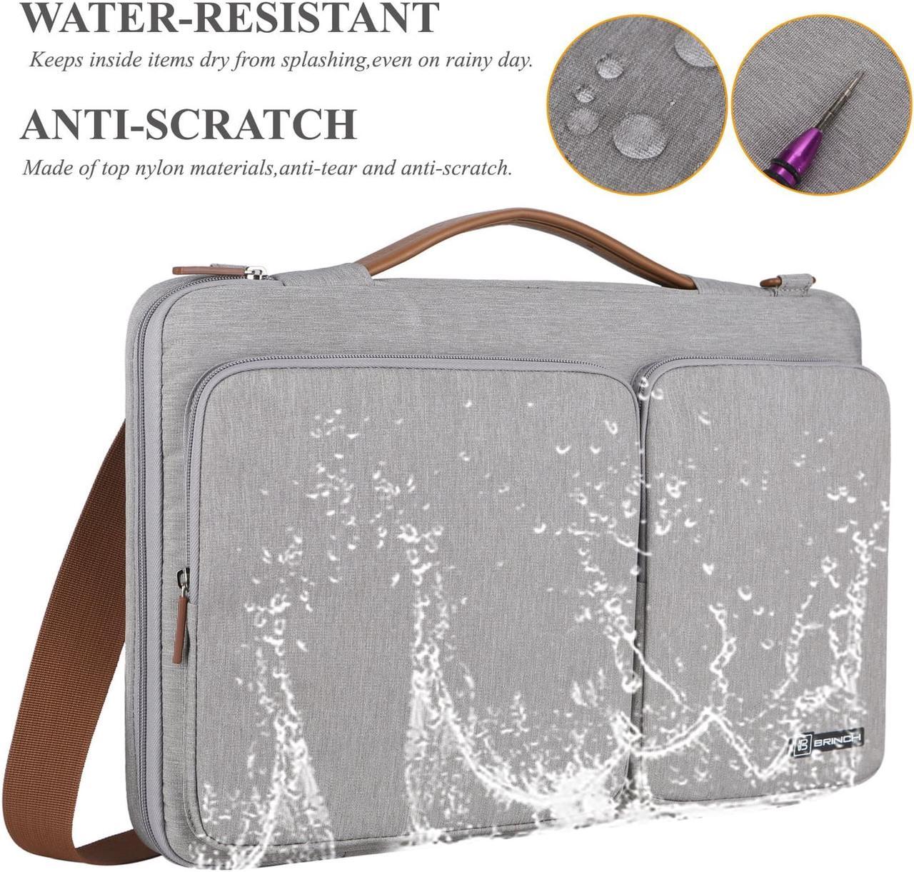 Alt view image 6 of 7 - BRINCH 15.6 Inch Laptop Bag w/ Luggage Strap,Mens / Womens Water Resistant Shoulder Messenger Bag 360° Protective Laptop Sleeve Case Purse for 15- 15.6 Inch Laptop MacBook Chromebook Computers, Gray