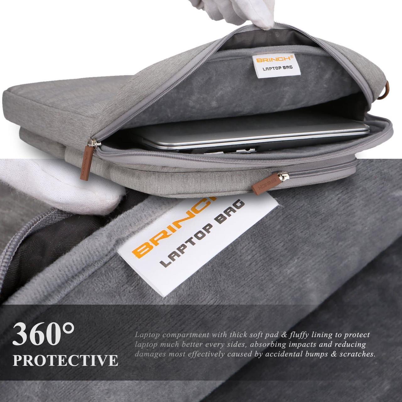 Alt view image 5 of 7 - BRINCH 15.6 Inch Laptop Bag w/ Luggage Strap,Mens / Womens Water Resistant Shoulder Messenger Bag 360° Protective Laptop Sleeve Case Purse for 15- 15.6 Inch Laptop MacBook Chromebook Computers, Gray
