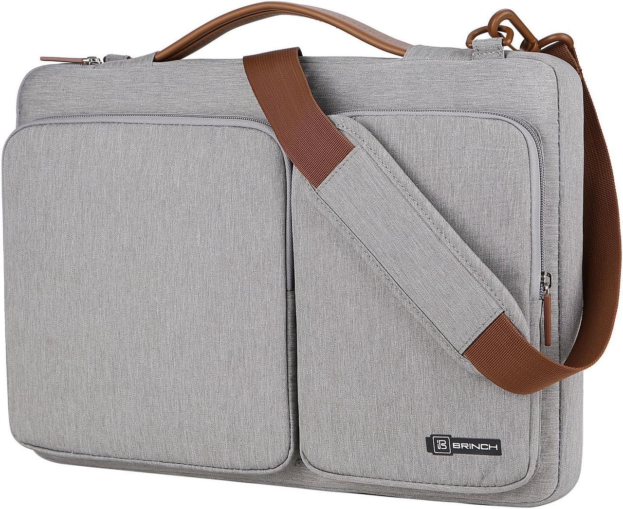 Main image of BRINCH 15.6 Inch Laptop Bag w/ Luggage Strap,Mens / Womens Water Resistant Shoulder Messenger Bag 360° Protective Laptop Sleeve Case Purse for 15- 15.6 Inch Laptop MacBook Chromebook Computers, Gray