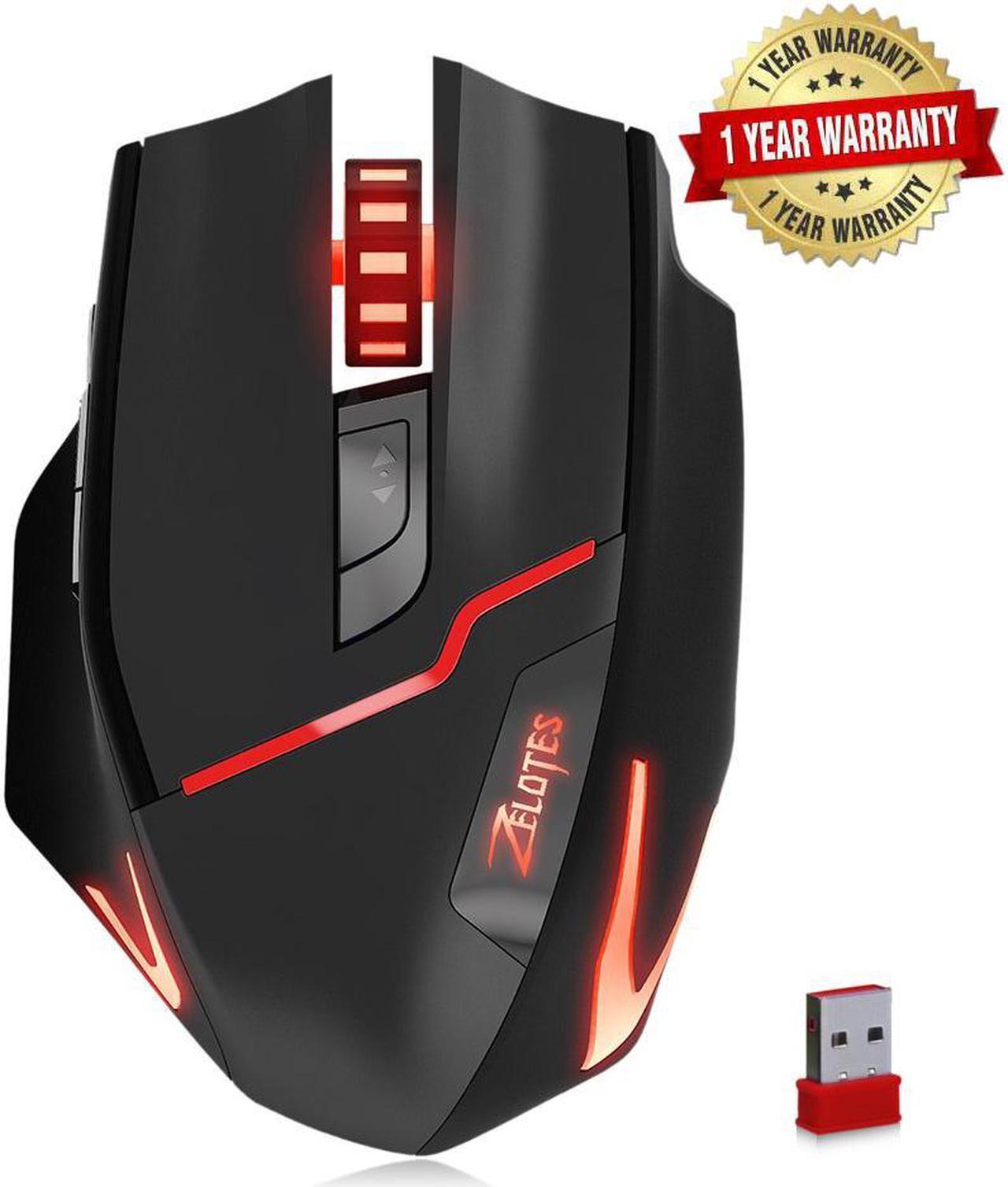 Alt view image 3 of 7 - Zelotes Rechargeable Dual-Mode Wired / Wireless gaming Mouse,6 Adjustable DPI Levels,7 color circle breathing light design, 7 Buttons Mice for gamer Notebook,PC,Mac,Laptop,Computer,Macbook(Black)