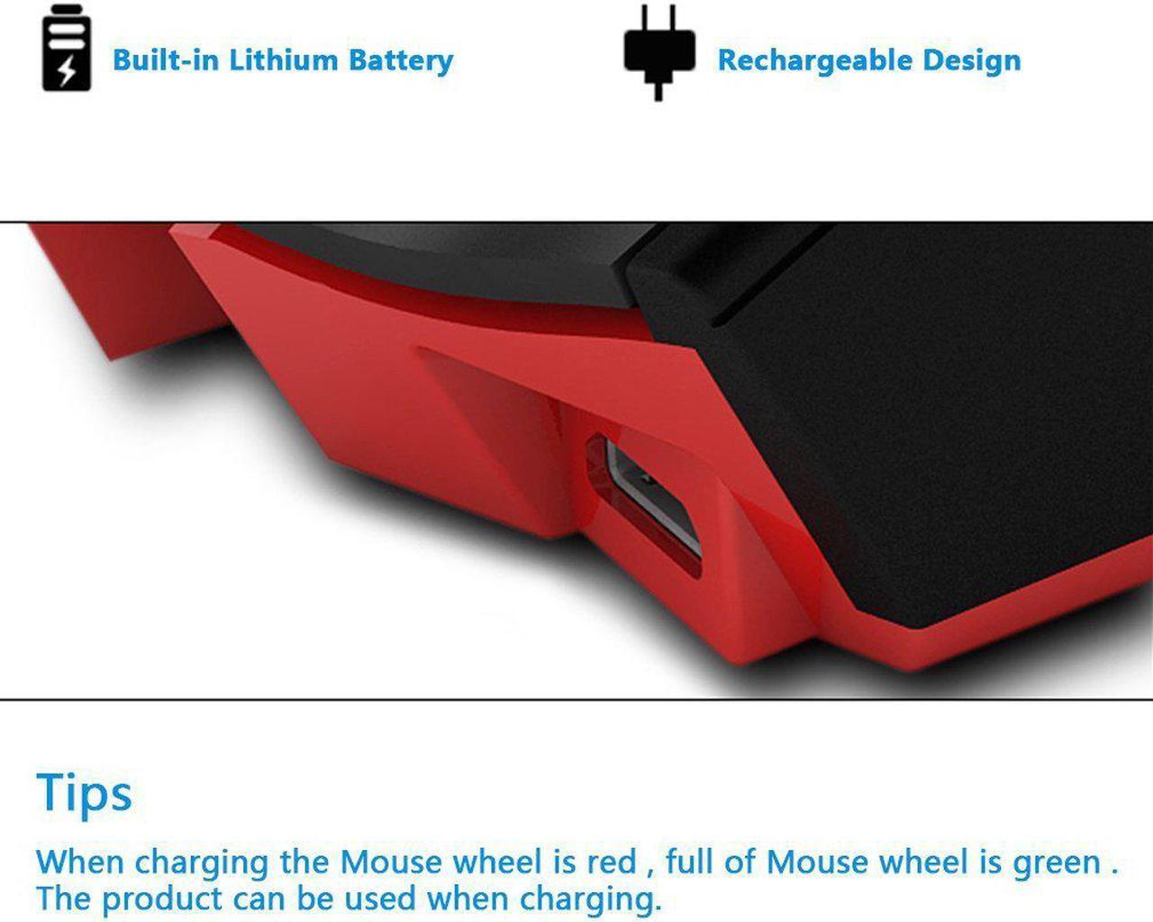 Alt view image 7 of 7 - Zelotes Rechargeable Dual-Mode Wired / Wireless gaming Mouse,6 Adjustable DPI Levels,7 color circle breathing light design, 7 Buttons Mice for gamer Notebook,PC,Mac,Laptop,Computer,Macbook(Black)