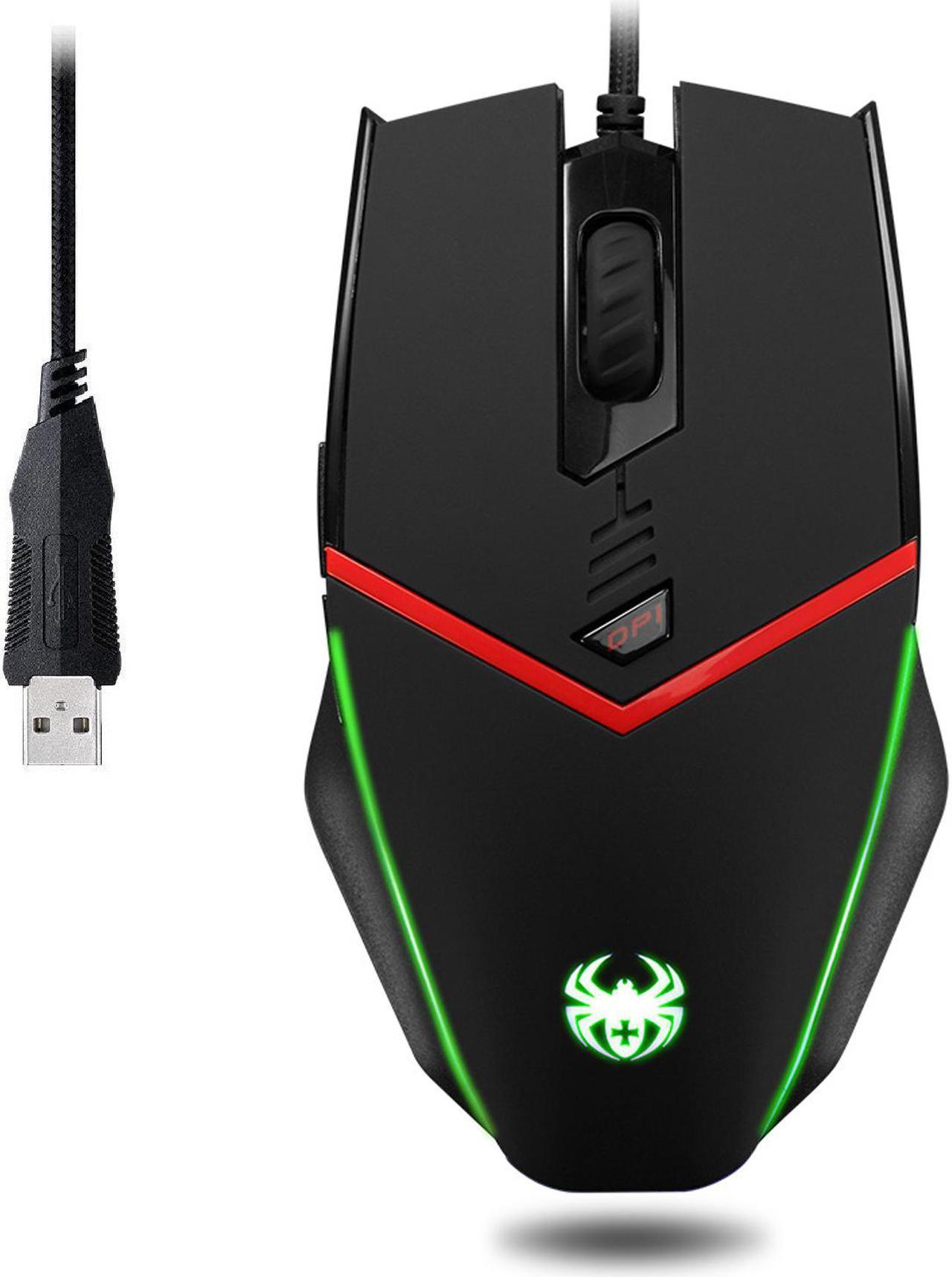 Zelotes Wired Gaming Mouse, 6 Buttons Programmable, Breathing Light, 3200 DPI,  Weight Tuning Set , Ergonomics for PC,Computer Gamer Mice,Windows 7/8/2000/ME/XP/x64/Vist/Mac OS X for Both Hands- Black