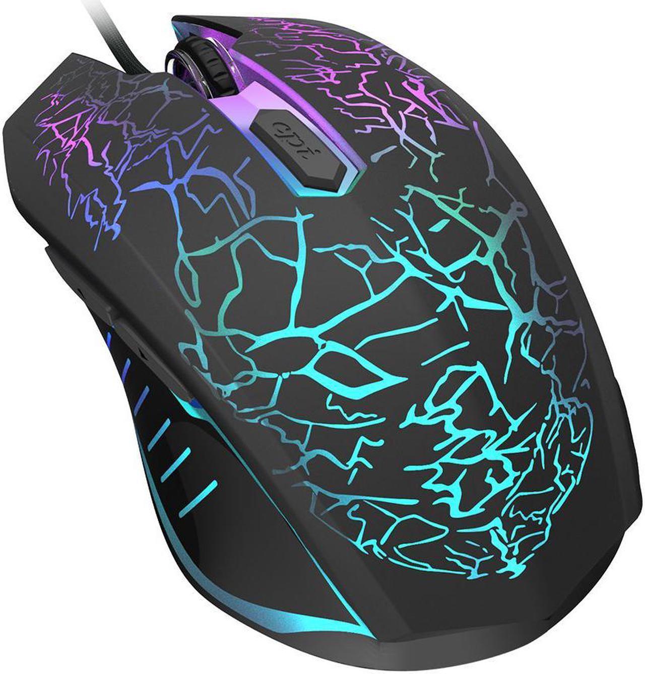 LUOM 2400 DPI Gaming Mouse with 7 Auto-Changing Color's for Computer/PC/Laptop, USB Wired Mouse, 4 Adjustable DPI Levels with 6 Buttons for Gaming/Gamer, Black