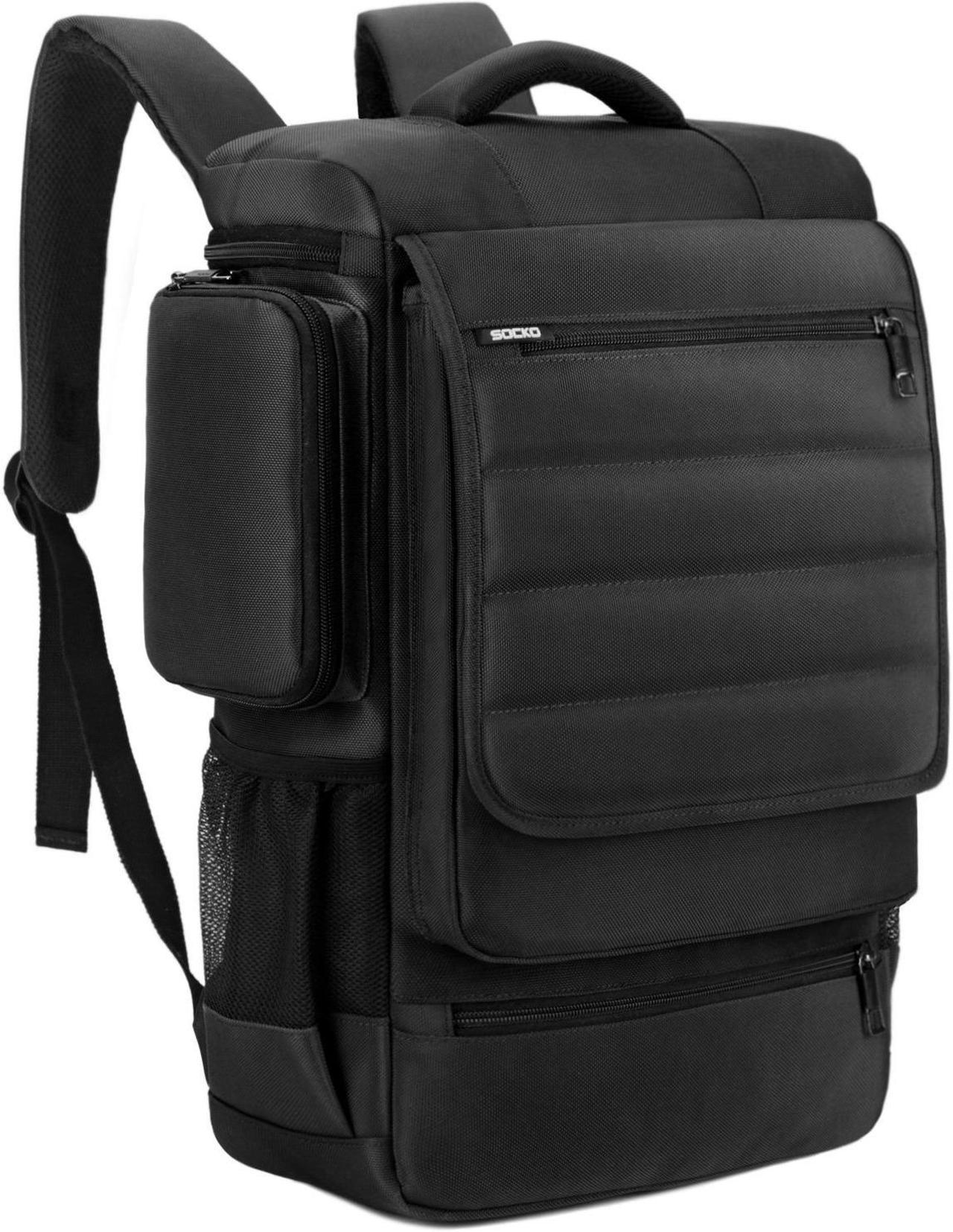 SOCKO Large Laptop Backpack,17.3 inch Durable Business Slim Travel Laptop Backpack for Women Men,Water Resistant Anti Theft Big College School Backpack for 17.3 inch Laptop Notebook-Black