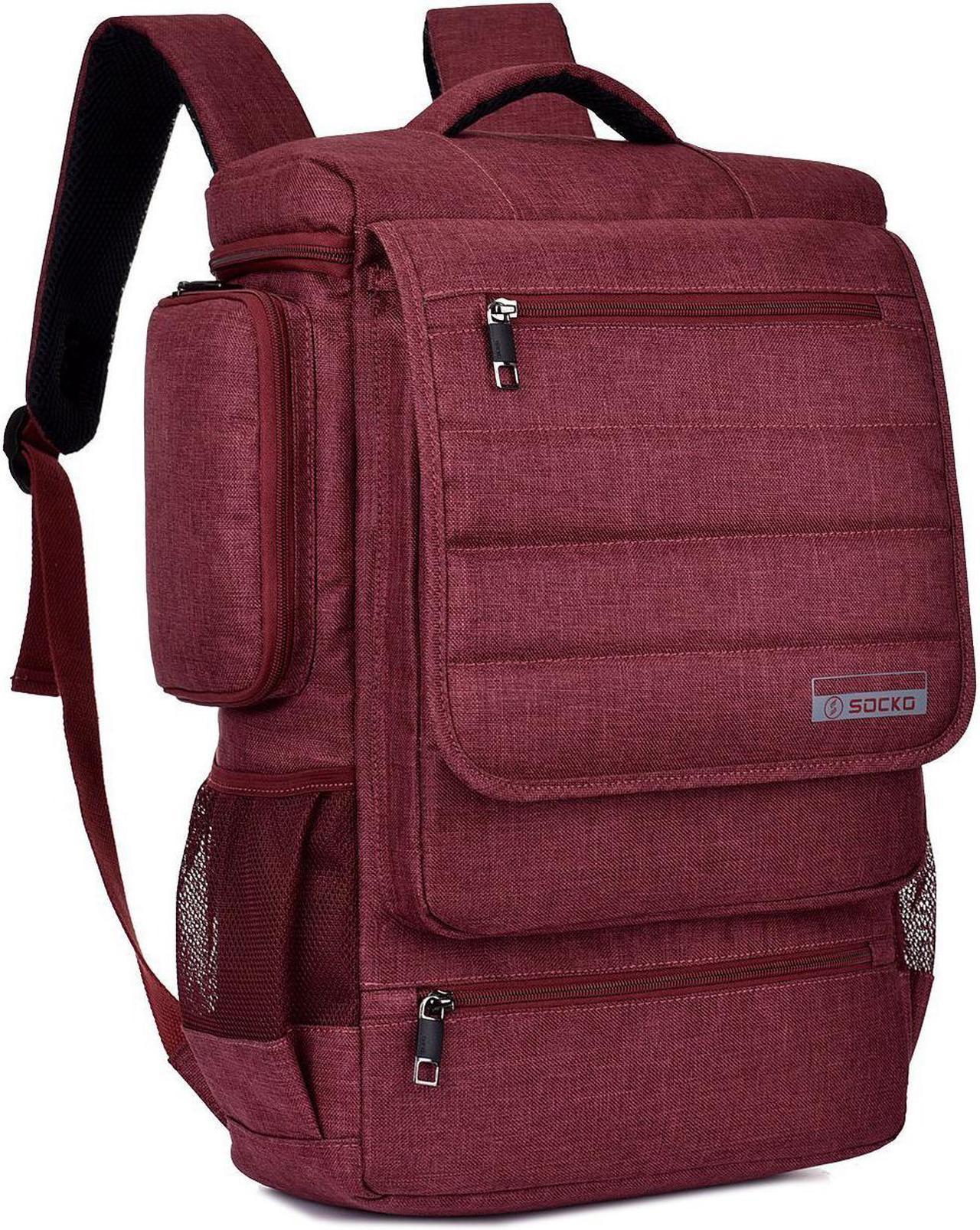 SOCKO Large Laptop Backpack,17.3 inch Durable Business Slim Travel Laptop Backpack for Women Men,Water Resistant Anti Theft Big College School Backpack for 17.3 inch Laptop Notebook-Red