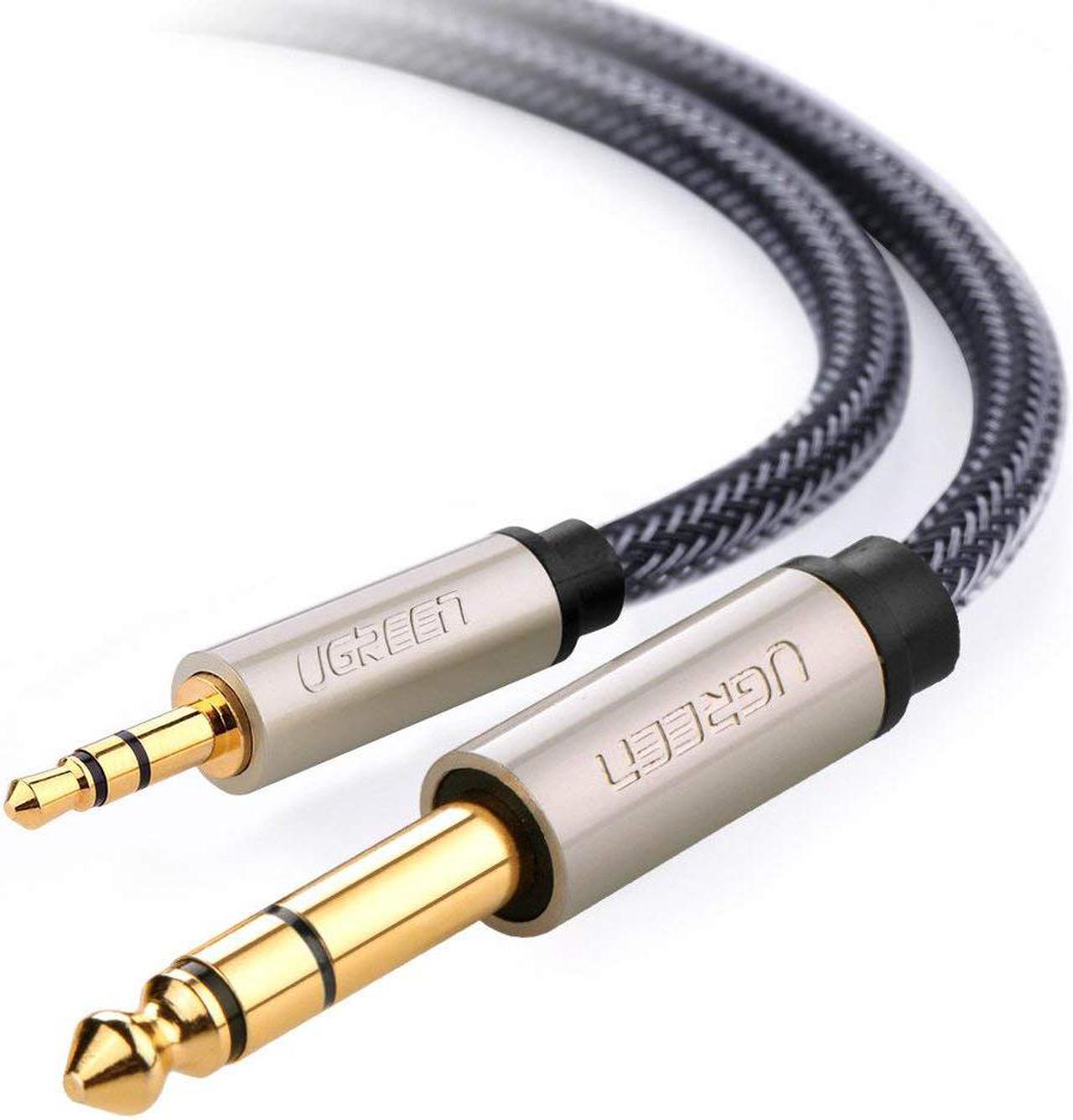 6.35mm 1/4" Male to 3.5mm 1/8" Male TRS Stereo Audio Cable with Zinc Alloy Housing and Nylon Braid for iPod, Laptop,Home Theater Devices, and Amplifiers, (6ft, 2meters)