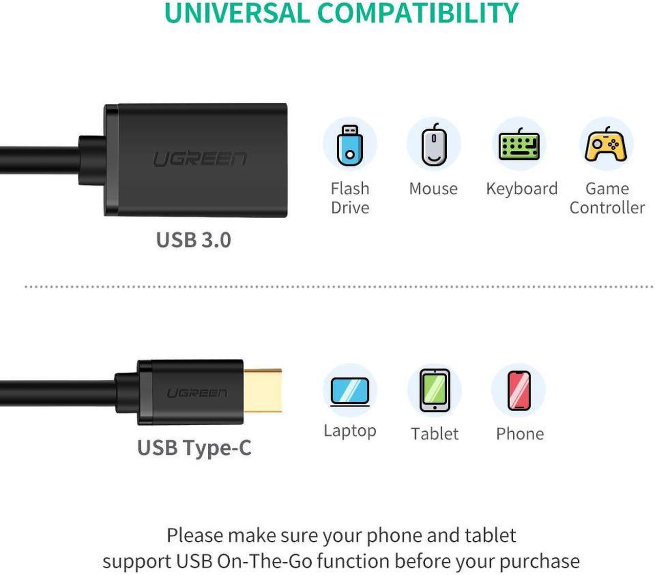 Alt view image 3 of 7 - LUOM USB C to USB 3.0 OTG Adapter Cable for Type C Samsung Galaxy Note9 S9 S8 Plus Note 8, LG V20 G5 G6 V30, Nexus 6P 5X, Google Pixel 2 XL, New MacBook Pro 2017, OnePlus 6 3 5T 3T, Moto Z, HTC 10