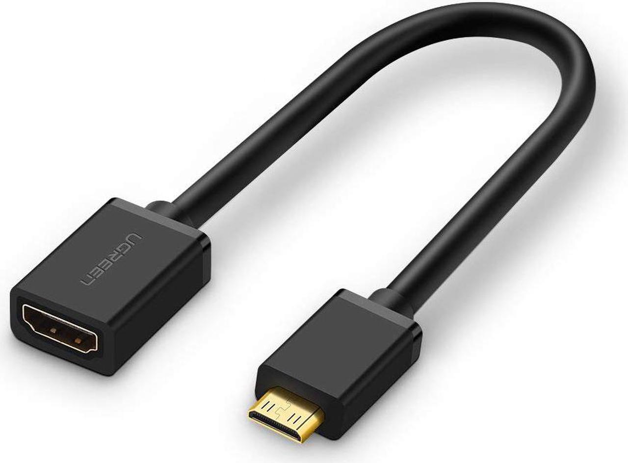 LUOM Mini HDMI to HDMI Cable, Mini-HDMI Male to HDMI Female Adapter, Support 1080P Full HD, 3D, 22CM, Black