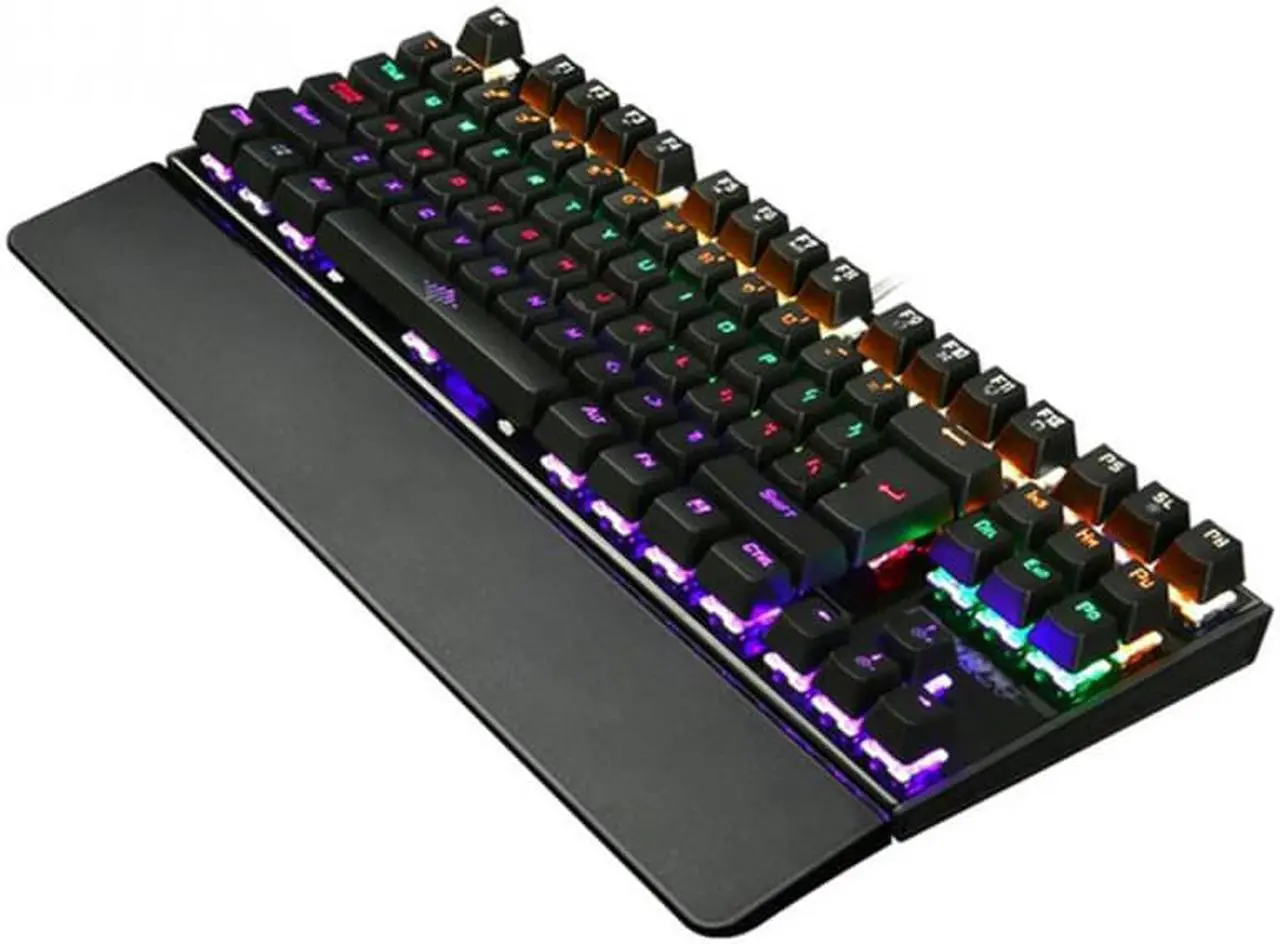 Main image of LUOM K28 Mechanical Gaming Keyboard 87 Keys Blue Switch Illuminate Backlight Backlit Anti-ghosting LED Keyboard Wrist Pro Gamer- Black