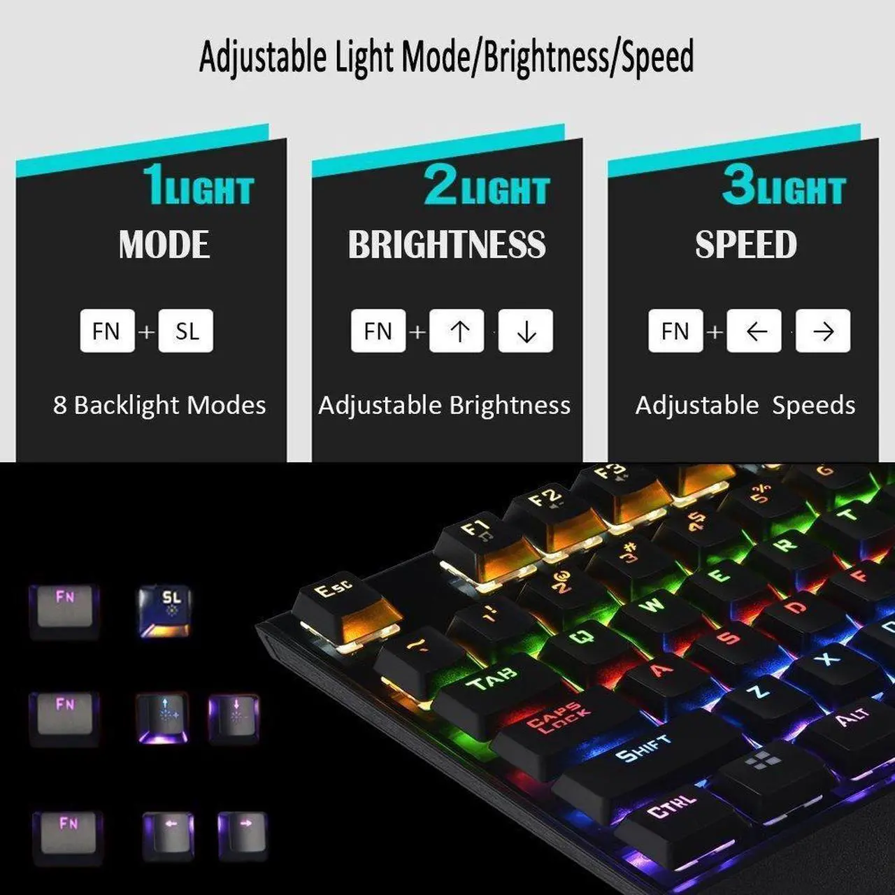 Alt view image 4 of 7 - LUOM K28 Mechanical Gaming Keyboard 87 Keys Blue Switch Illuminate Backlight Backlit Anti-ghosting LED Keyboard Wrist Pro Gamer- Black