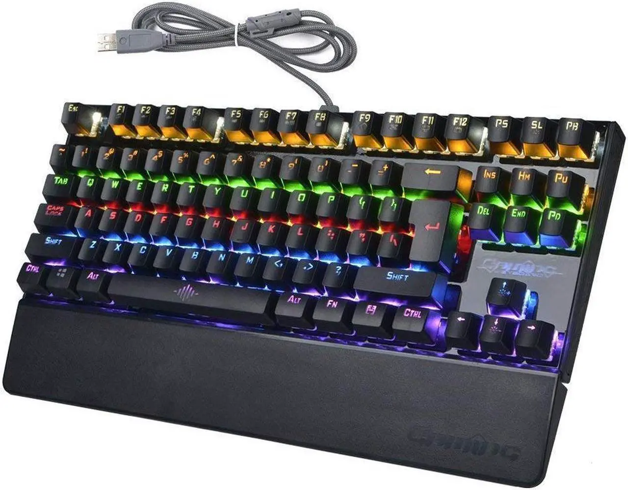 Alt view image 2 of 7 - LUOM K28 Mechanical Gaming Keyboard 87 Keys Blue Switch Illuminate Backlight Backlit Anti-ghosting LED Keyboard Wrist Pro Gamer- Black