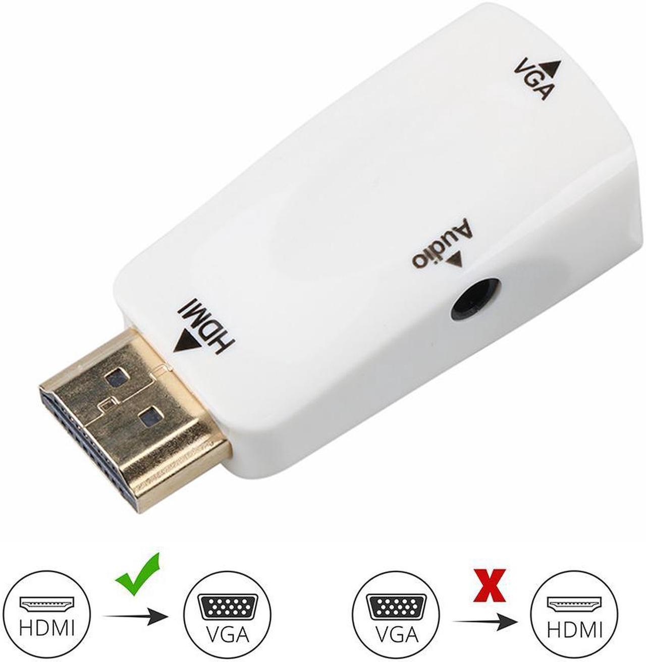 LUOM HDMI to VGA Adapter with Audio Cable, Gold-Plated 1080P HDMI to VGA Converter with 3.5mm Audio Port  for Computer, Desktop, Laptop, PC, Monitor, Projector, HDTV, Raspberry Pi, Xbox - White