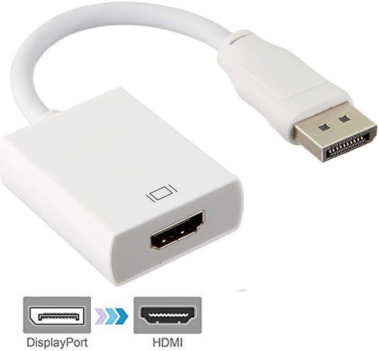 LUOM DisplayPort to HDMI Adapter - Black MALE to FEMALE DP to HDMI Converter for DisplayPort Enabled Desktops and Laptops to Connect to HDMI Displays, White