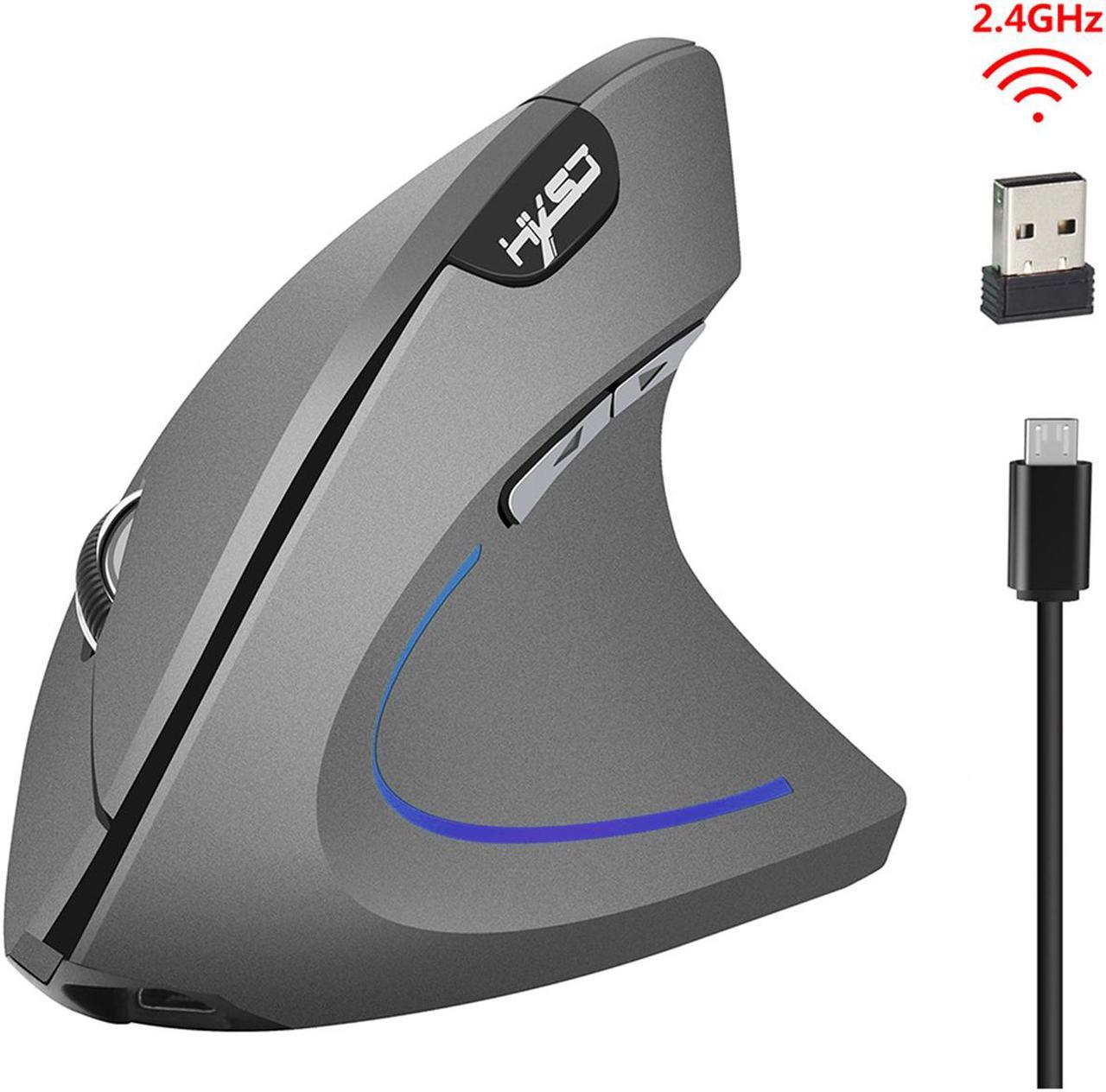 HXSJ T22 USB 2.4G Wireless Gaming Mouse 4 Buttons 10 Meters Rechargeable Wireless Mouse 1600 1800 2400dpi For Laptops For Computer- Gray