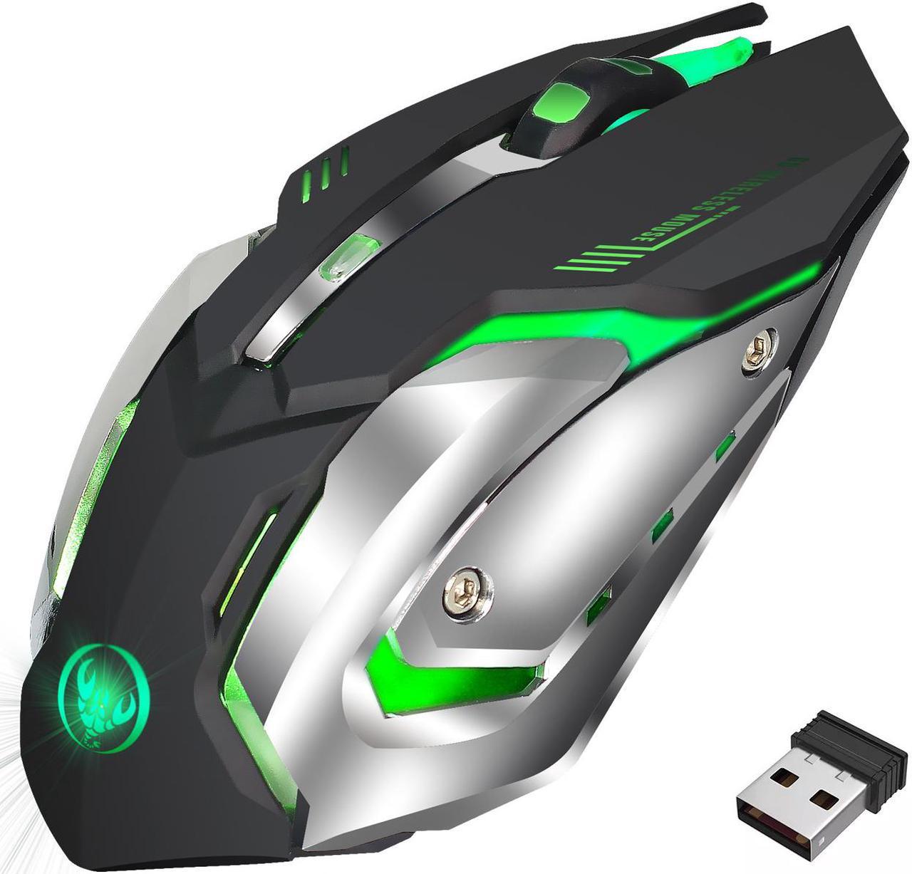 HXSJ M10 Wireless Gaming Mouse 2400dpi Rechargeable 7 color Backlight Breathing Comfort Gamer Mice for Computer Desktop Laptop