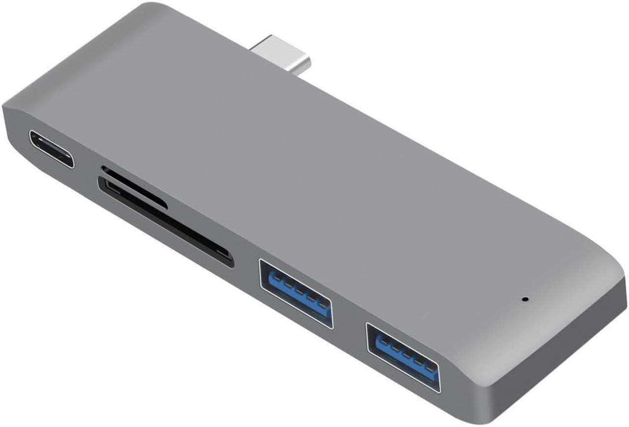 Alt view image 4 of 7 - LUOM USB C Adapter, 5 in 1 Aluminum Adapter with Type C Hub Charger, 2 USB 3.0 Ports, SD/Micro SD Card Reader for 2017/2016 Macbook pro 13" 15", USB C 5Gbps Data, Micro Card Reader (Gray)