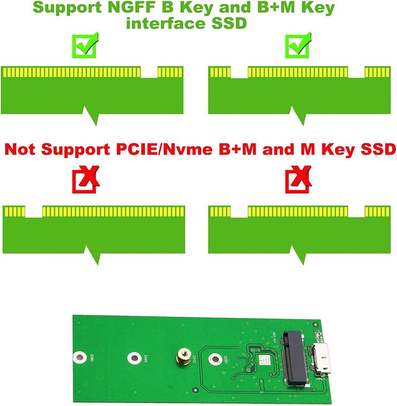 Alt view image 4 of 7 - LUOM M.2 NGFF to USB3.0 Hard Drive Cases, for SATA B/B+M Key NGFF External SSD Reader and Writer Superspeed 5Gbps M2 HDD to USB 3.0 Adapter Support UASP Compatible for 2230 2242 2260 2280