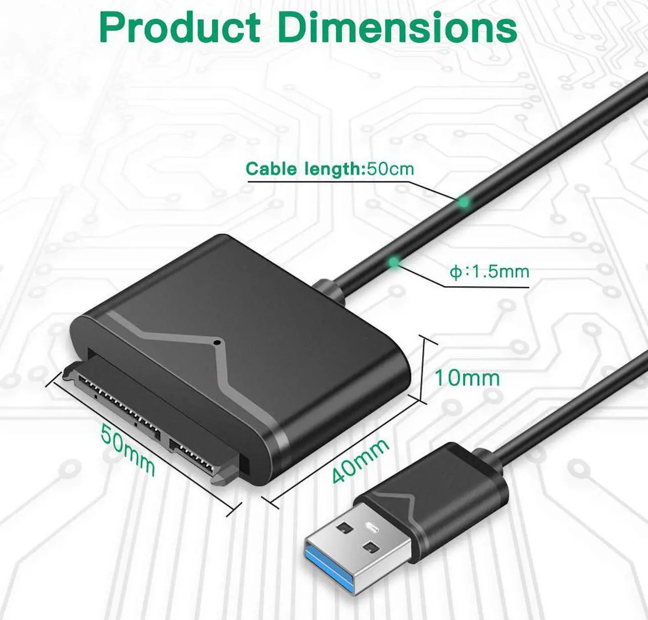 Alt view image 2 of 7 - LUOM USB 3.0 to SATA Converter External Hard Drive Adapter Kit for Universal 2.5/3.5 HDD/SSD Hard Drive Disk, Included 12V/2A (UT-3112)
