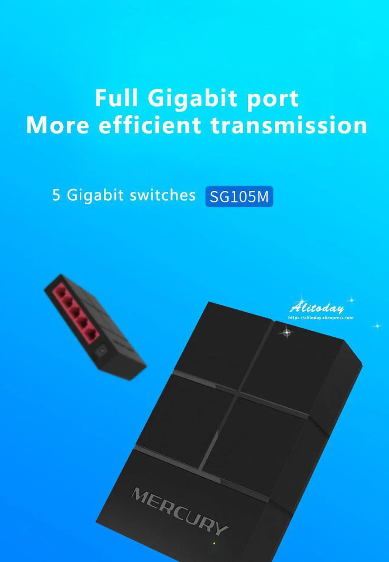 Alt view image 2 of 7 - MERCURY 5 Port Gigabit Ethernet Network Switch | Ethernet Splitter | Sturdy Metal w/ Shielded Ports | Plug-and-Play | Traffic Optimization | Unmanaged (SG105M)