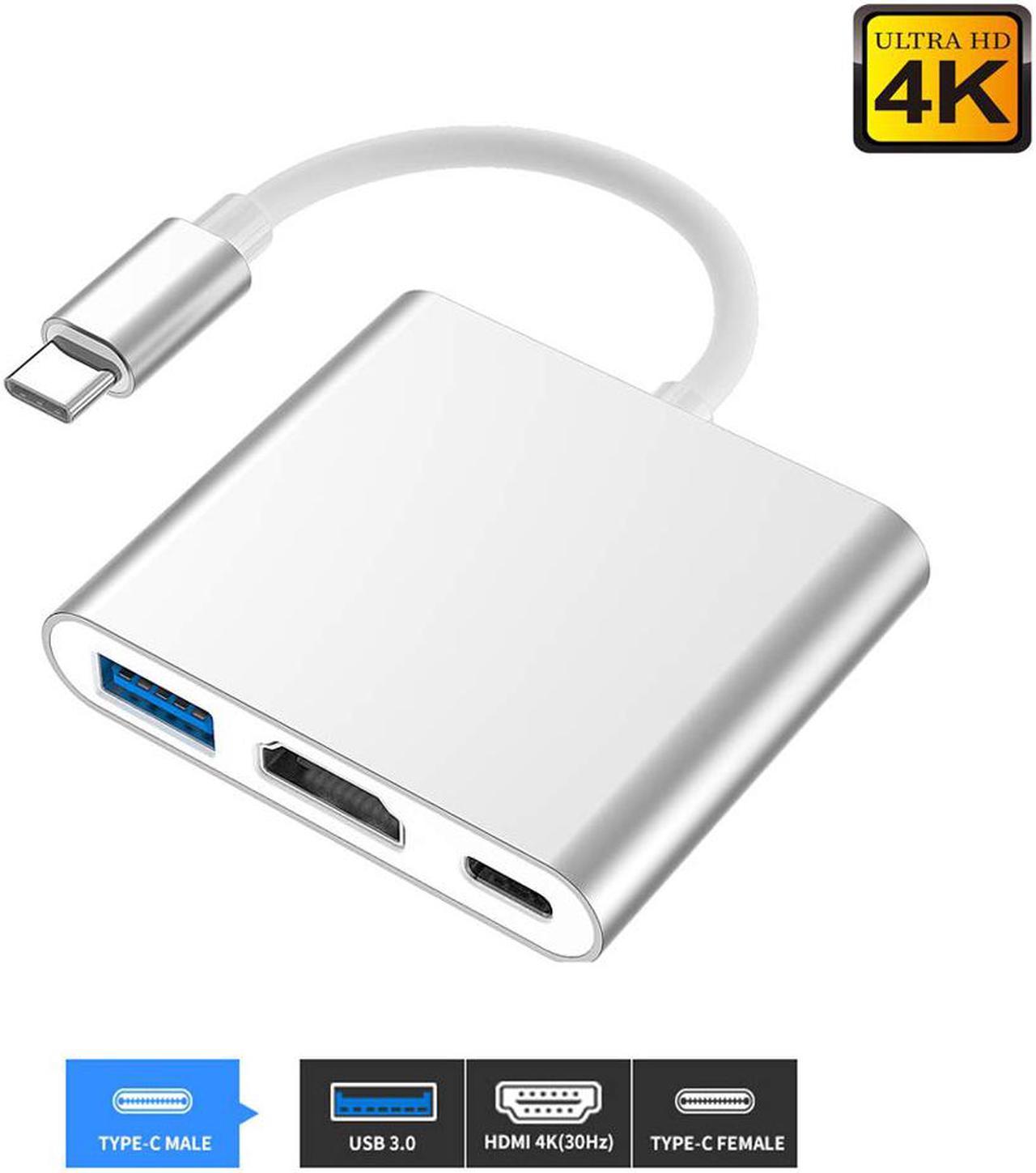 LUOM USB-C to HDMI AdapterType C to HDMI 4K+USB 3.0+USB-C Converter Cable Charging Port Adapter for Apple MacBook ChromeBook Pixel Projector TV