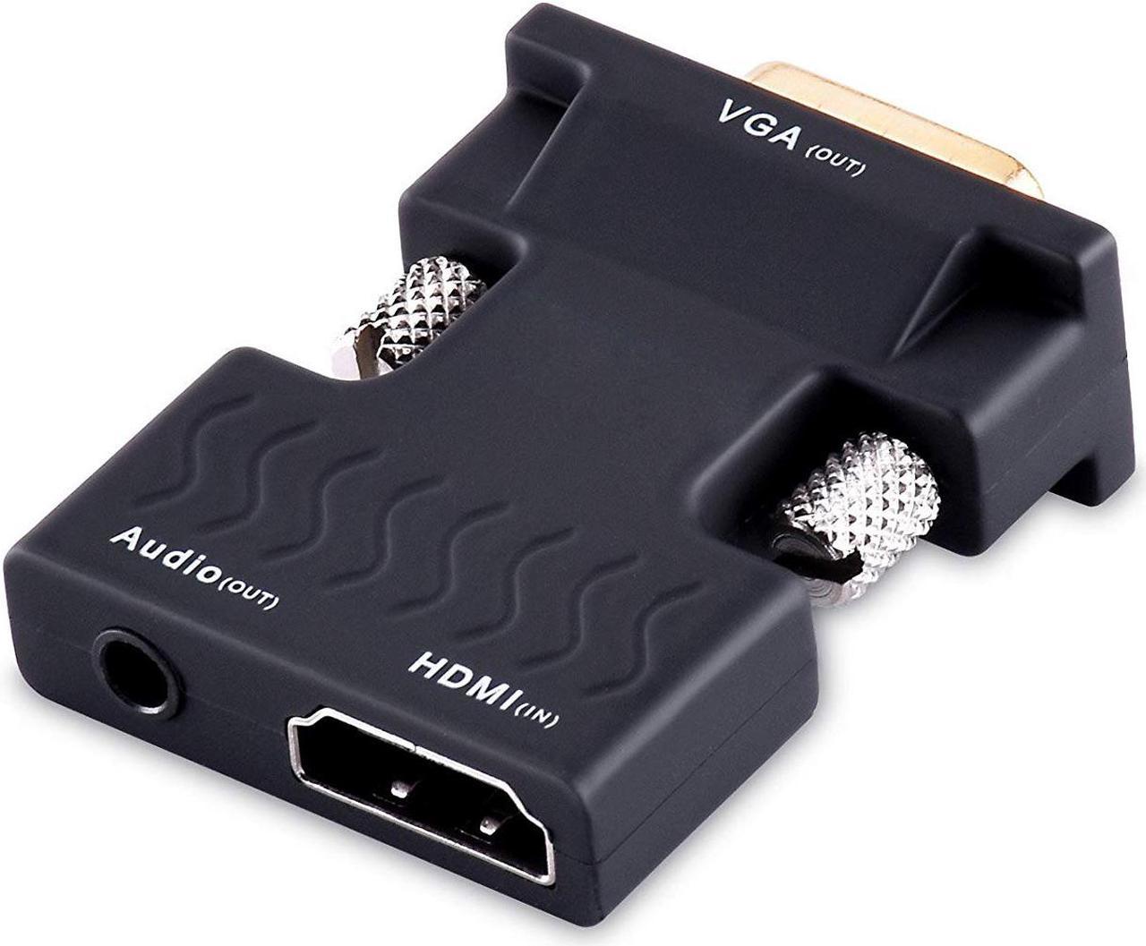 LUOM Gold-plated Active 1080P HDMI Female to VGA Male Adapter Converter with 3.5 mm Stereo Audio - for TVs, Speakers, Computers, Laptops, Gaming Consoles, Notebooks, Blu-ray DVD Players & More(Black)