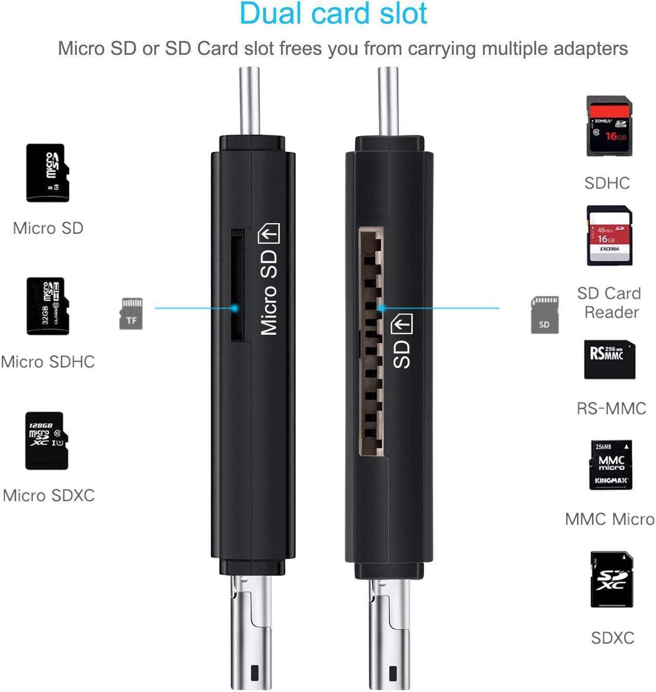 Alt view image 3 of 7 - LUOM SD Card Reader, USB2.0/Type C/Micro-USB Memory Card Reader OTG Adapter for SDXC, SDHC, SD, MMC, RS-MMC, Micro SD, TF, Micro SDXC, Micro SDHC, UHS-I Card