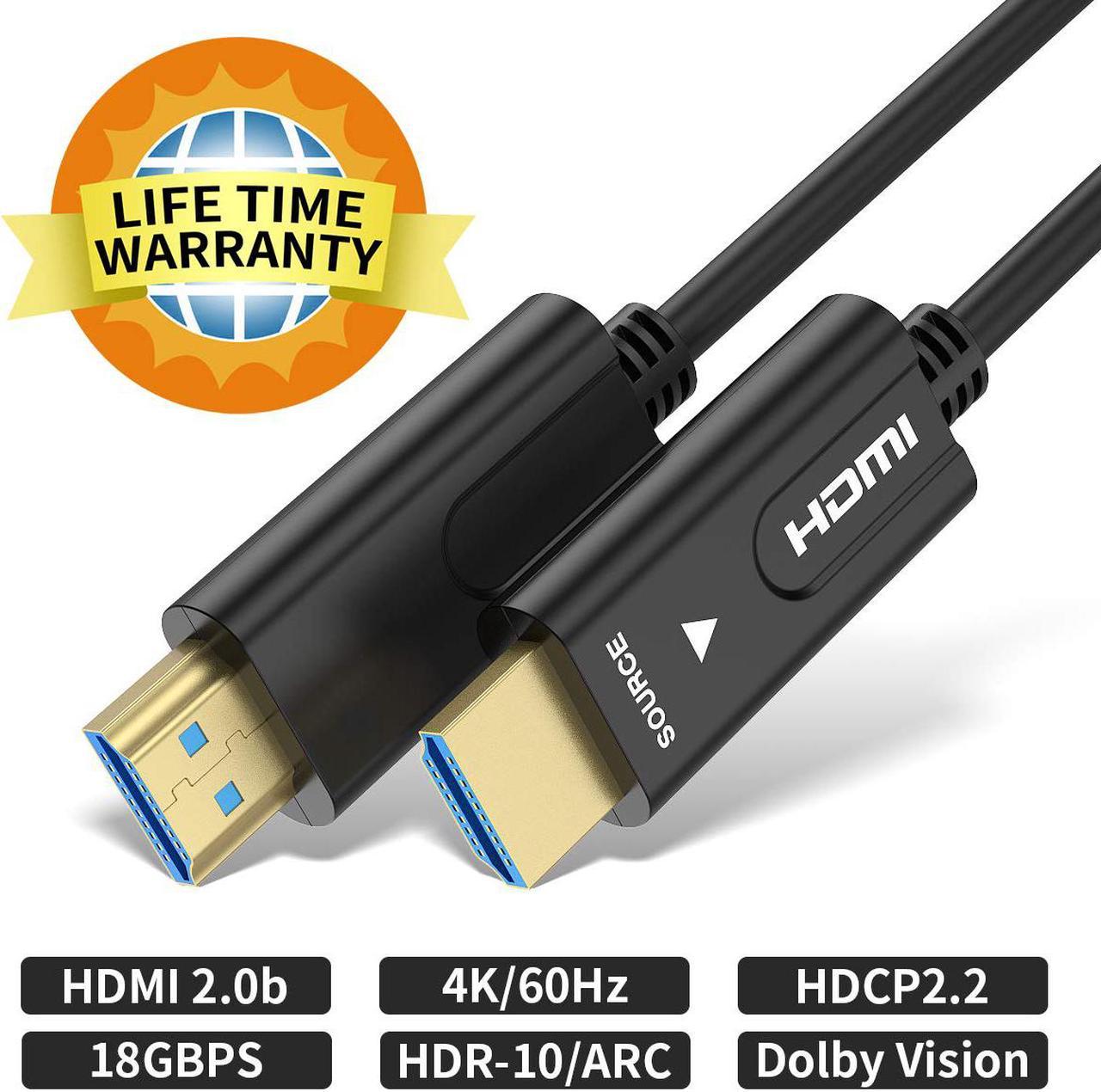 LUOM Ultra-HD 4K 60Hz HDMI Cable 2.0 Optical Fiber Cable 1M-100M Long Cable Support 18Gbps ARC,Dolby Vision, 3D,HDCP2.2,4:4:4 for HDTV/TVbox/Gaming Box/Projector/Switch (5M,16.4ft)